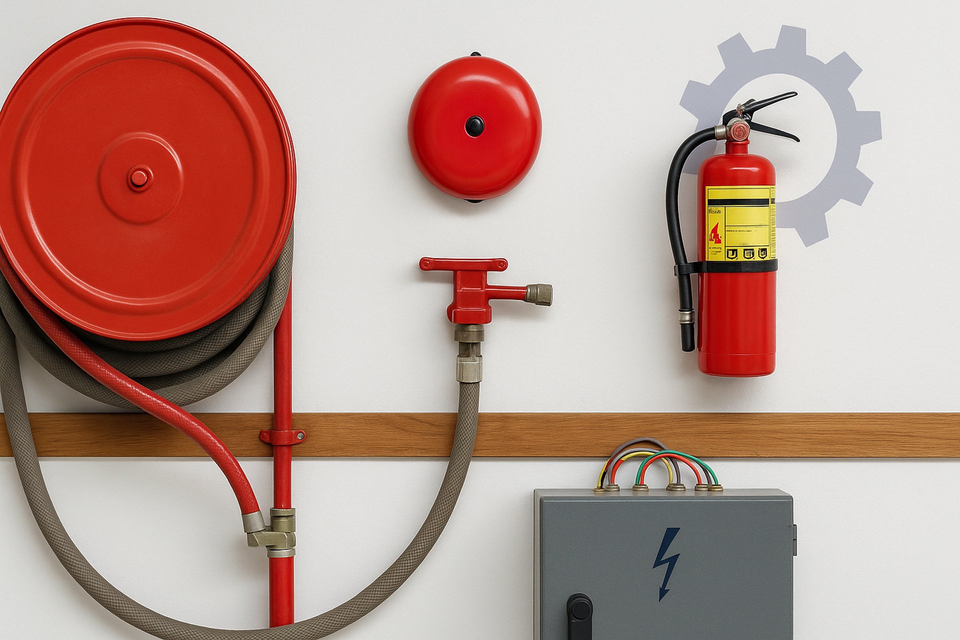 Fire hose and fire extinguisher wall station