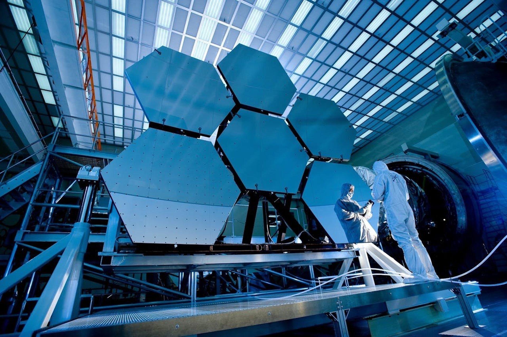 Engineers inspecting aerospace panels