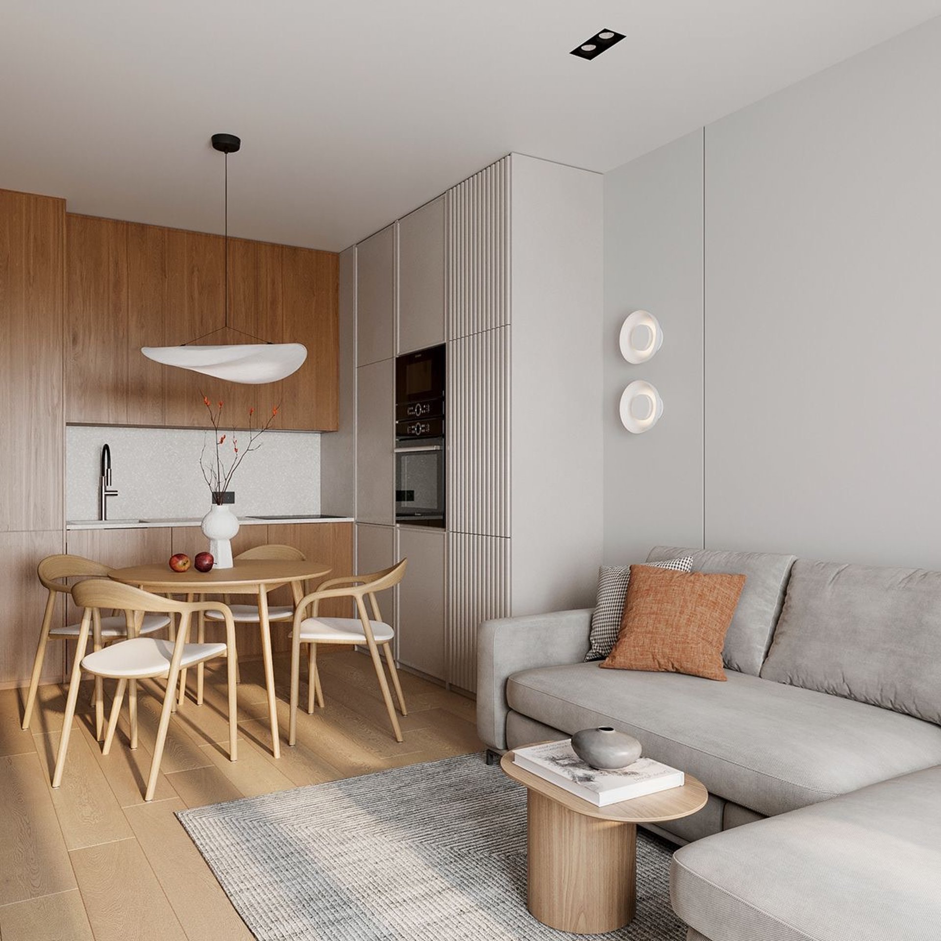 an abstract photo of a curved building with a blue sky in the background