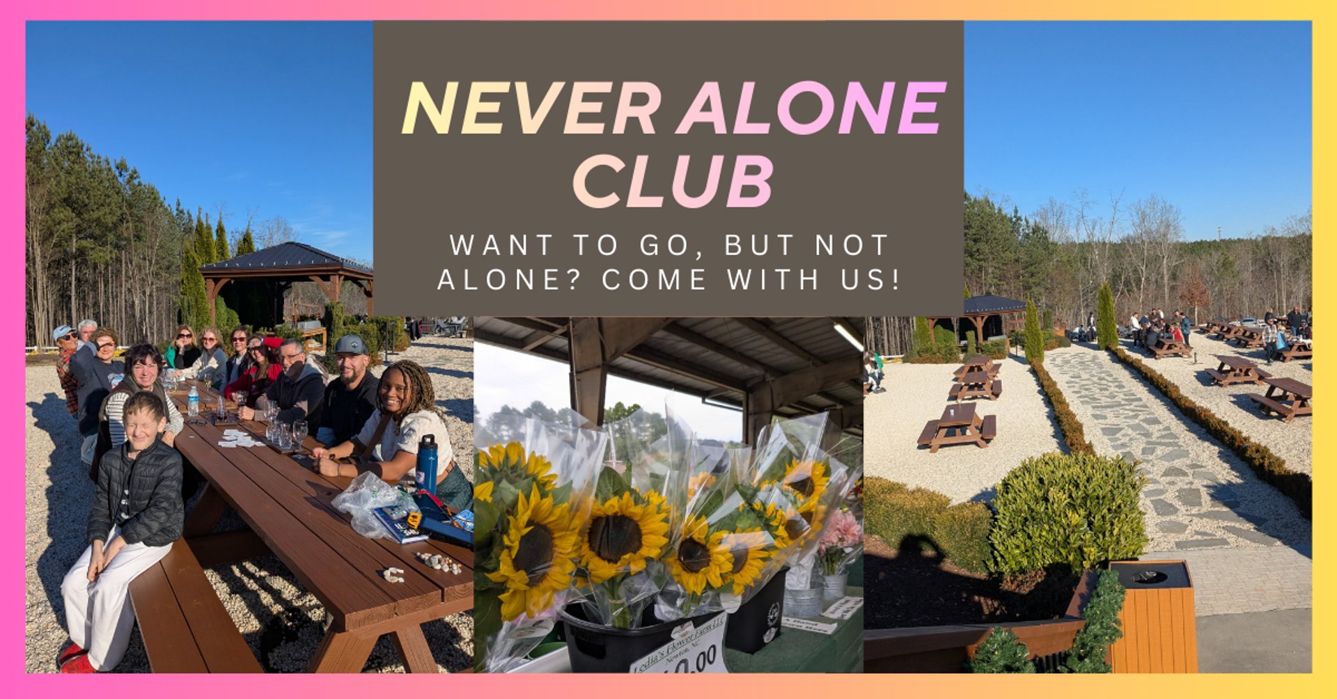 a group of people standing around each other