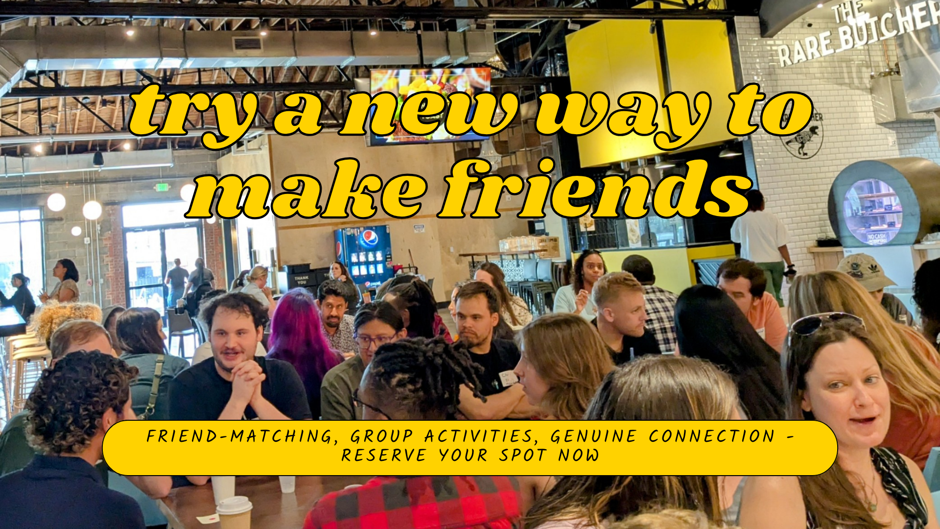 a group of people standing around each other