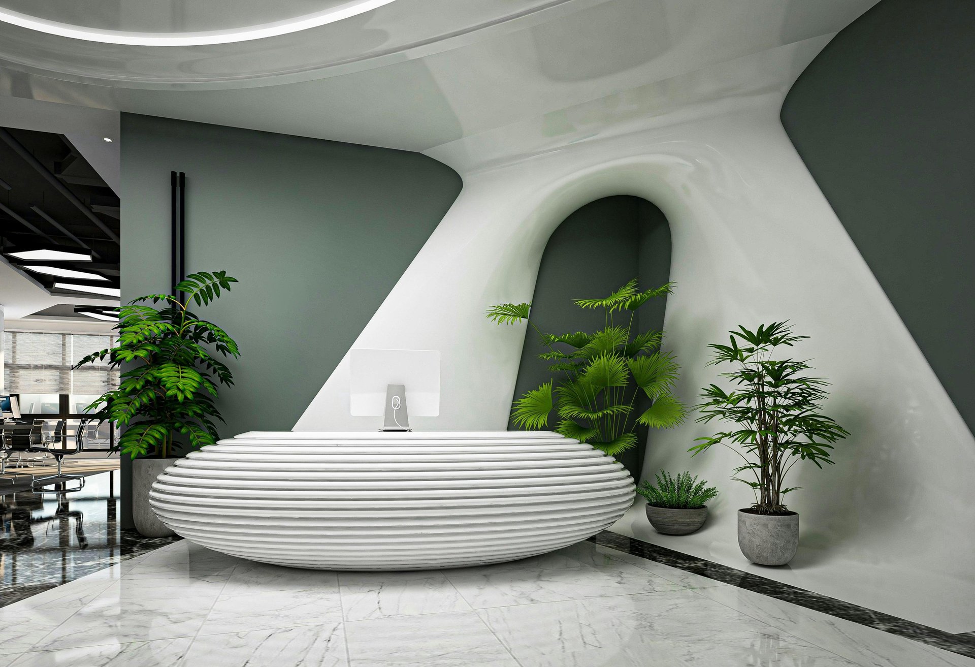 low-angle photography of four high-rise buildings