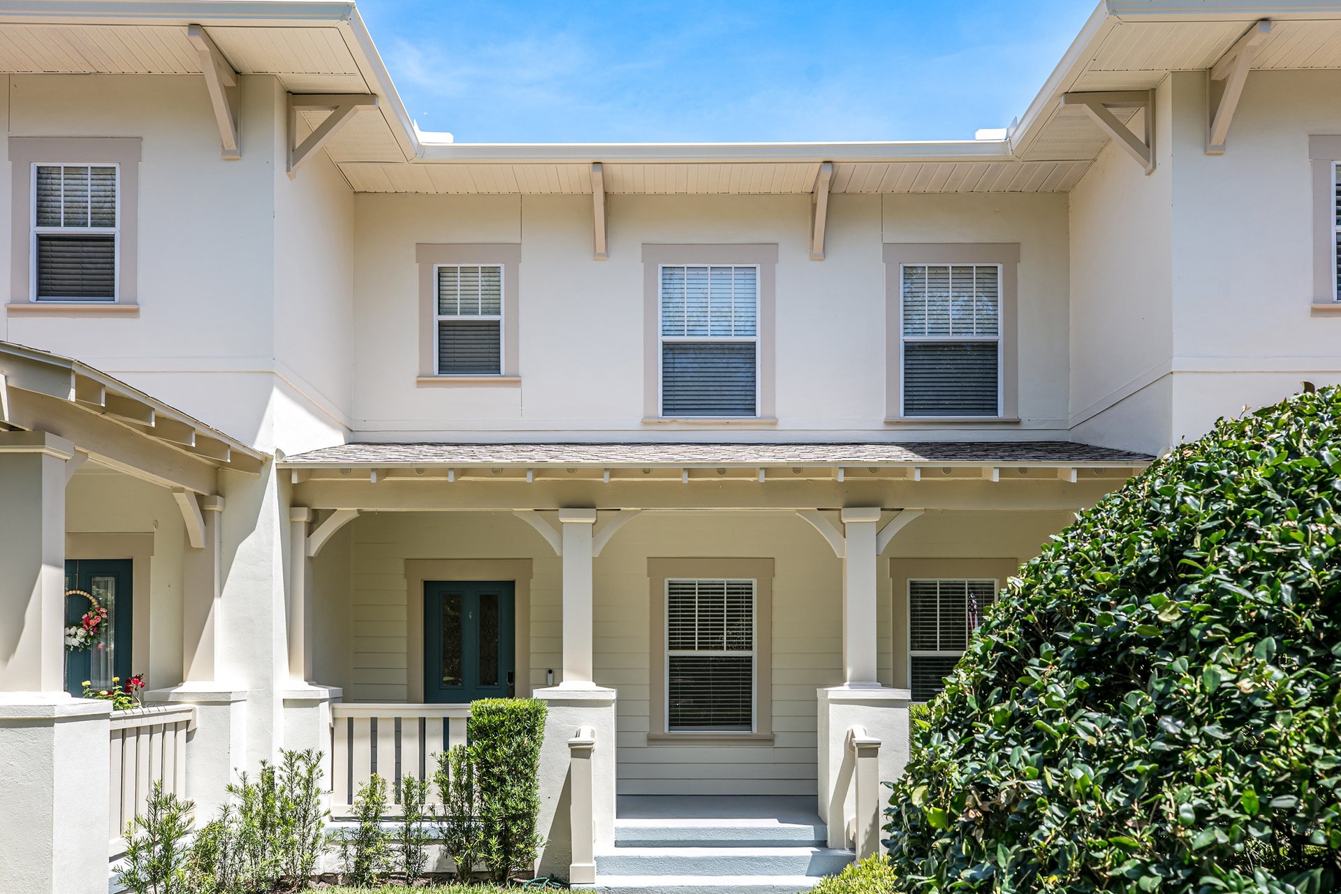 The exterior of Blushing Bride, a renovation project in Celebration, Florida, by Manor Magic
