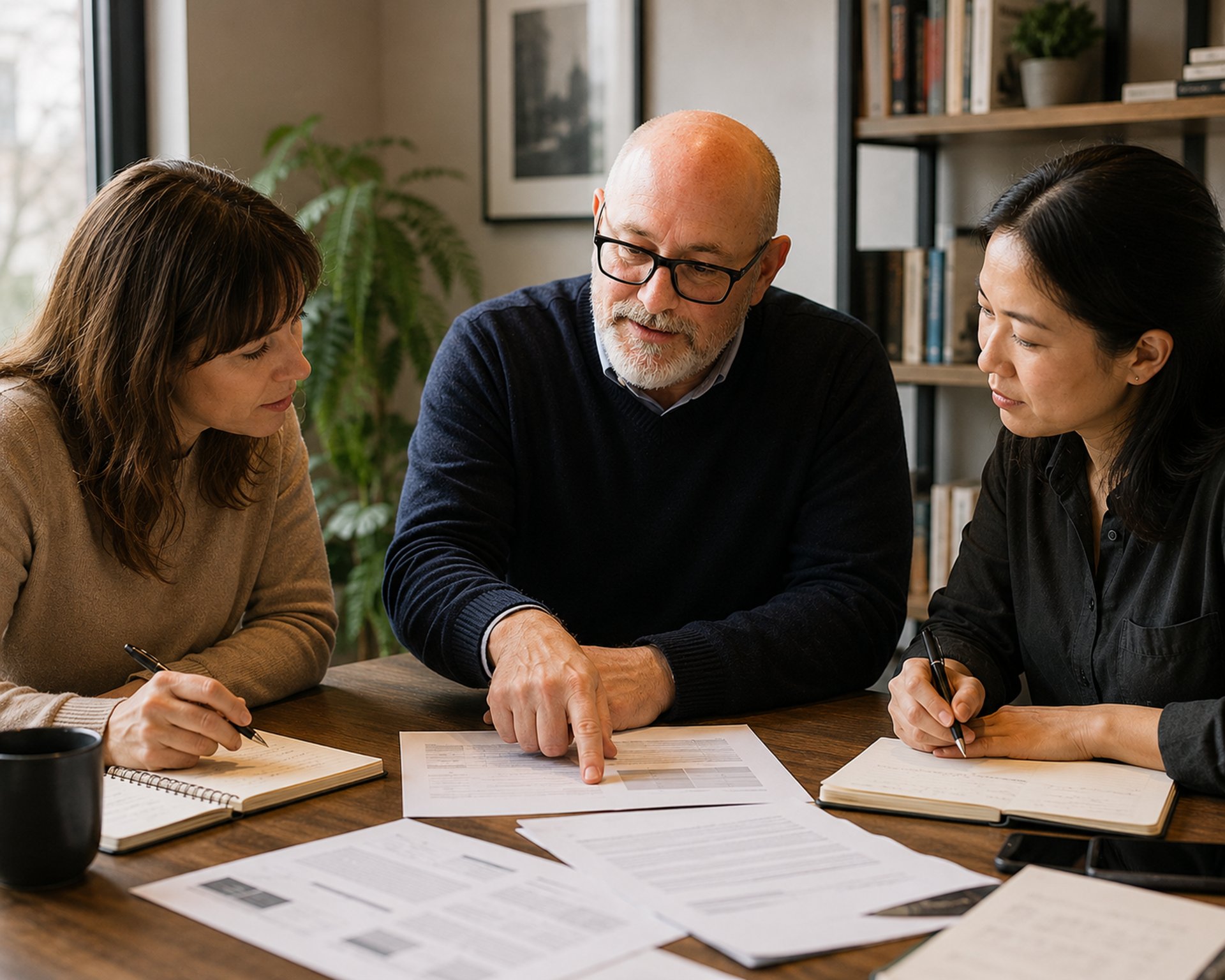 a group of people sitting around a conference table
