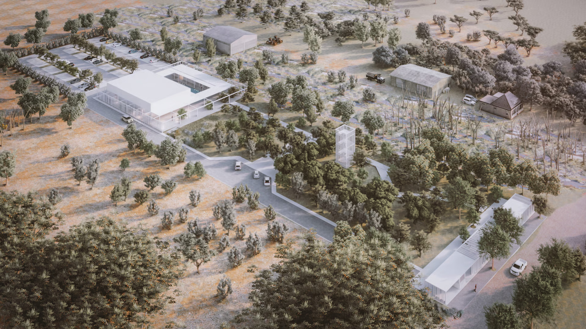 an abstract photo of a curved building with a blue sky in the background
