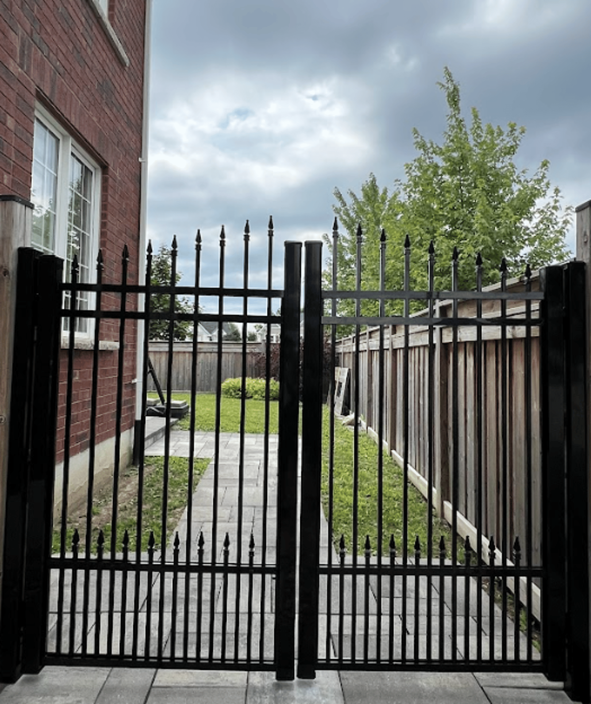 blue metal chain link fence
