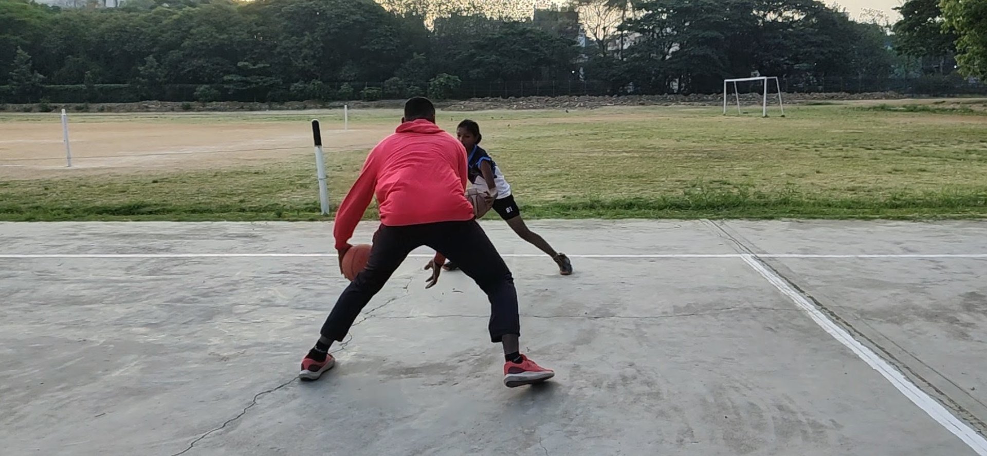 ball under basketball ring