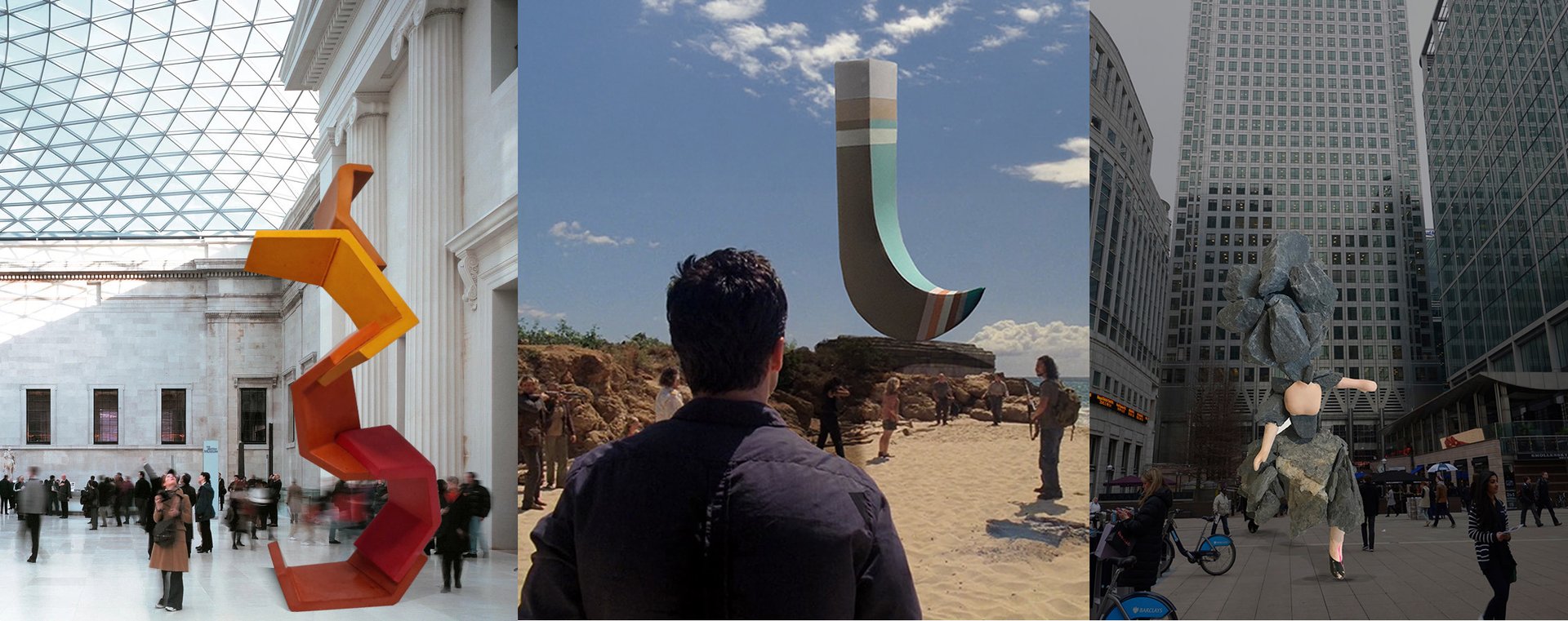 Sculptures inserted into 3 different locations