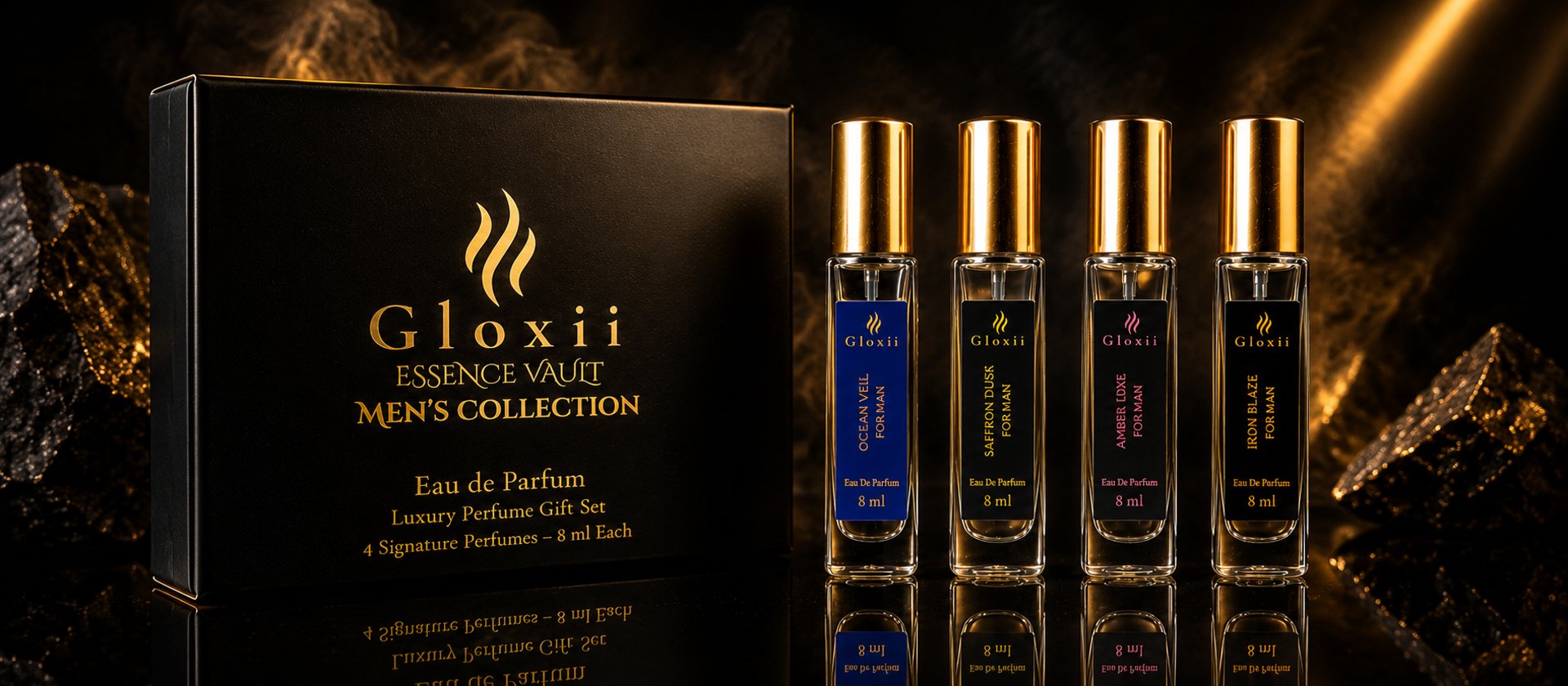 Gloxii MIDNIGHT BLOOM women’s fragrance bottle close-up – sensual scent
