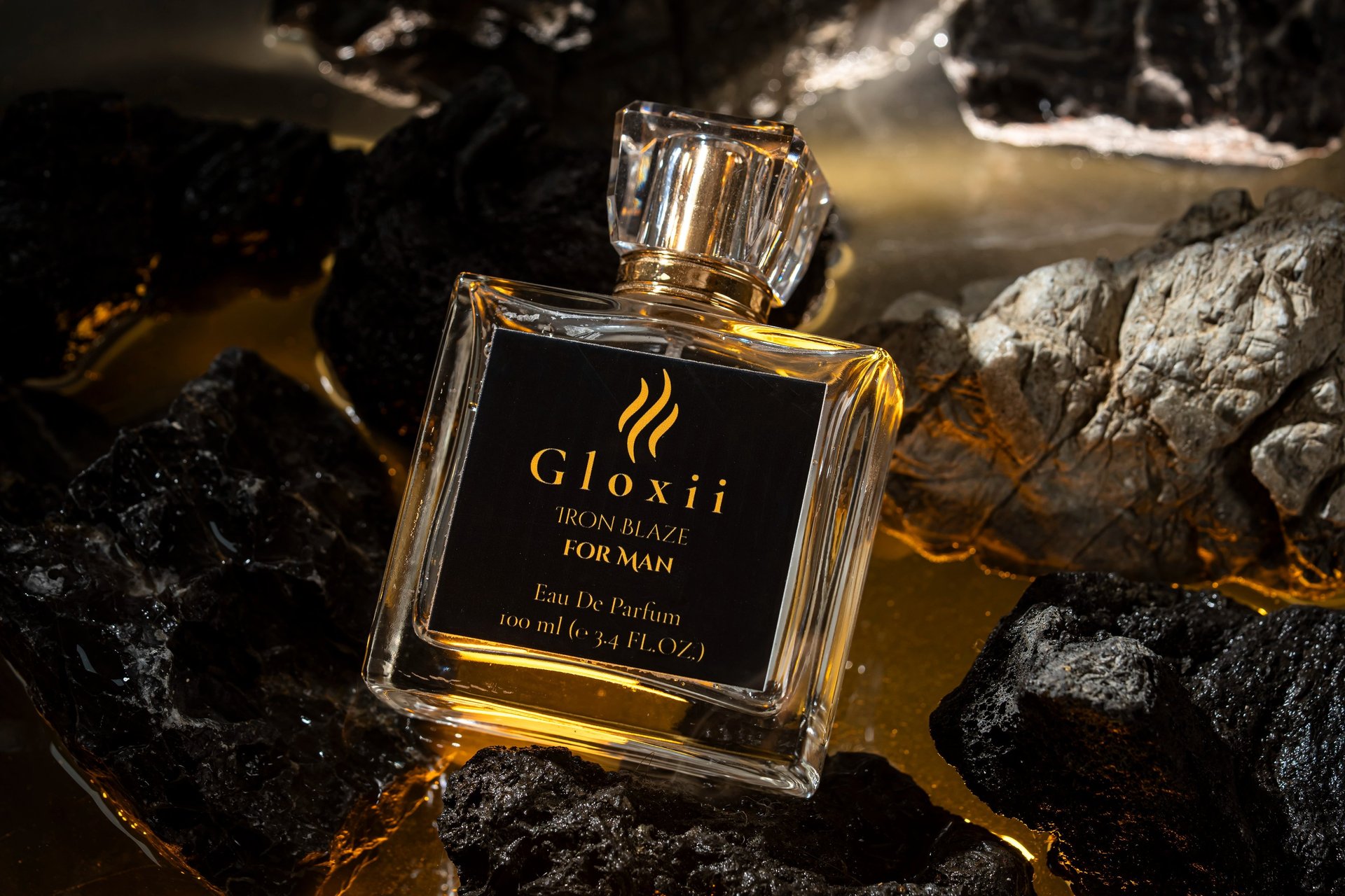 gold perfume bottle on white textile