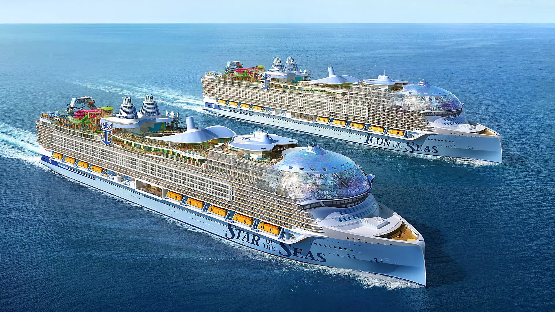 A cruise ship docked in a harbor next to a city