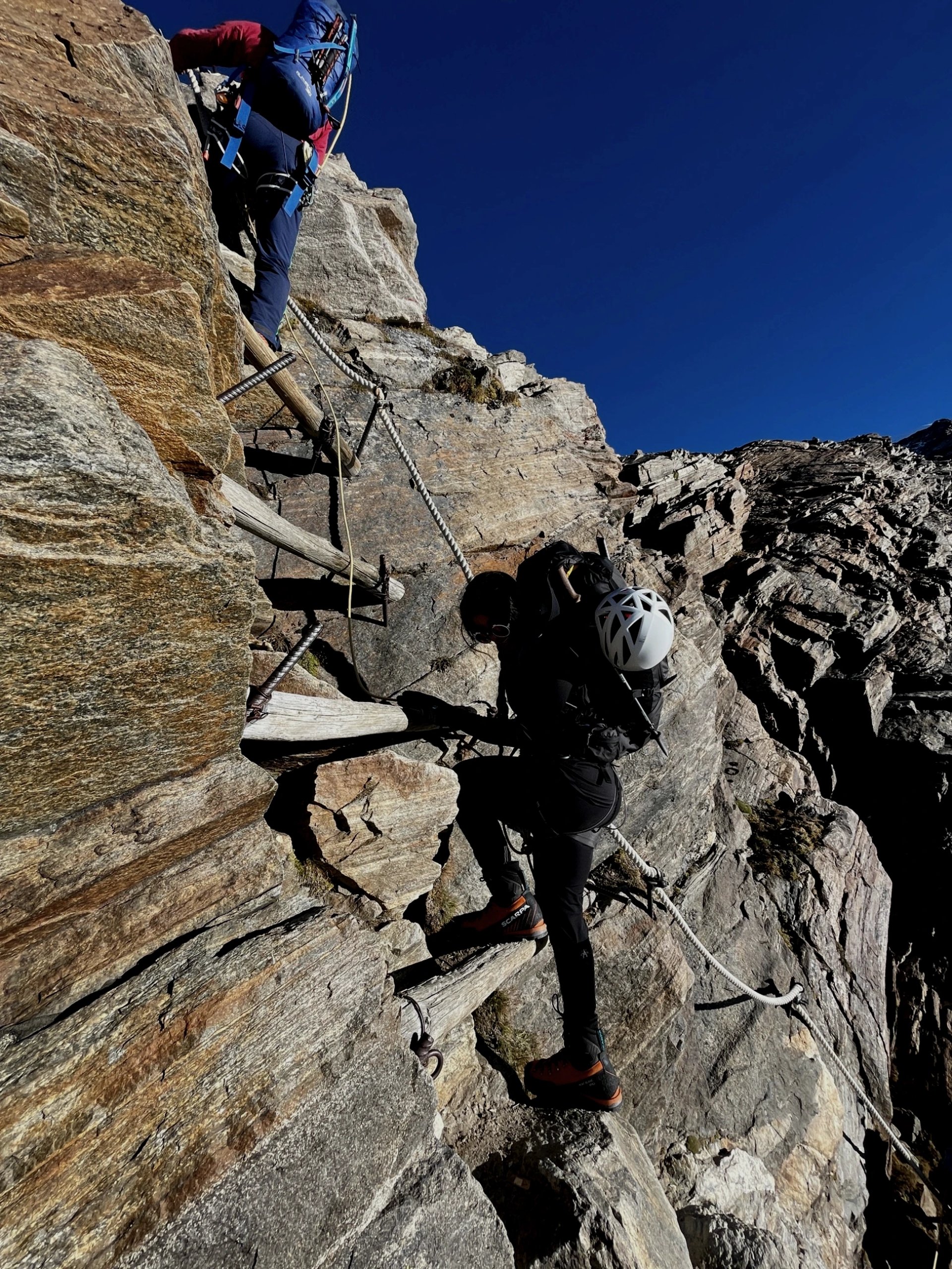 mais alhajri climbing a rocket mountain using a via ferrata route