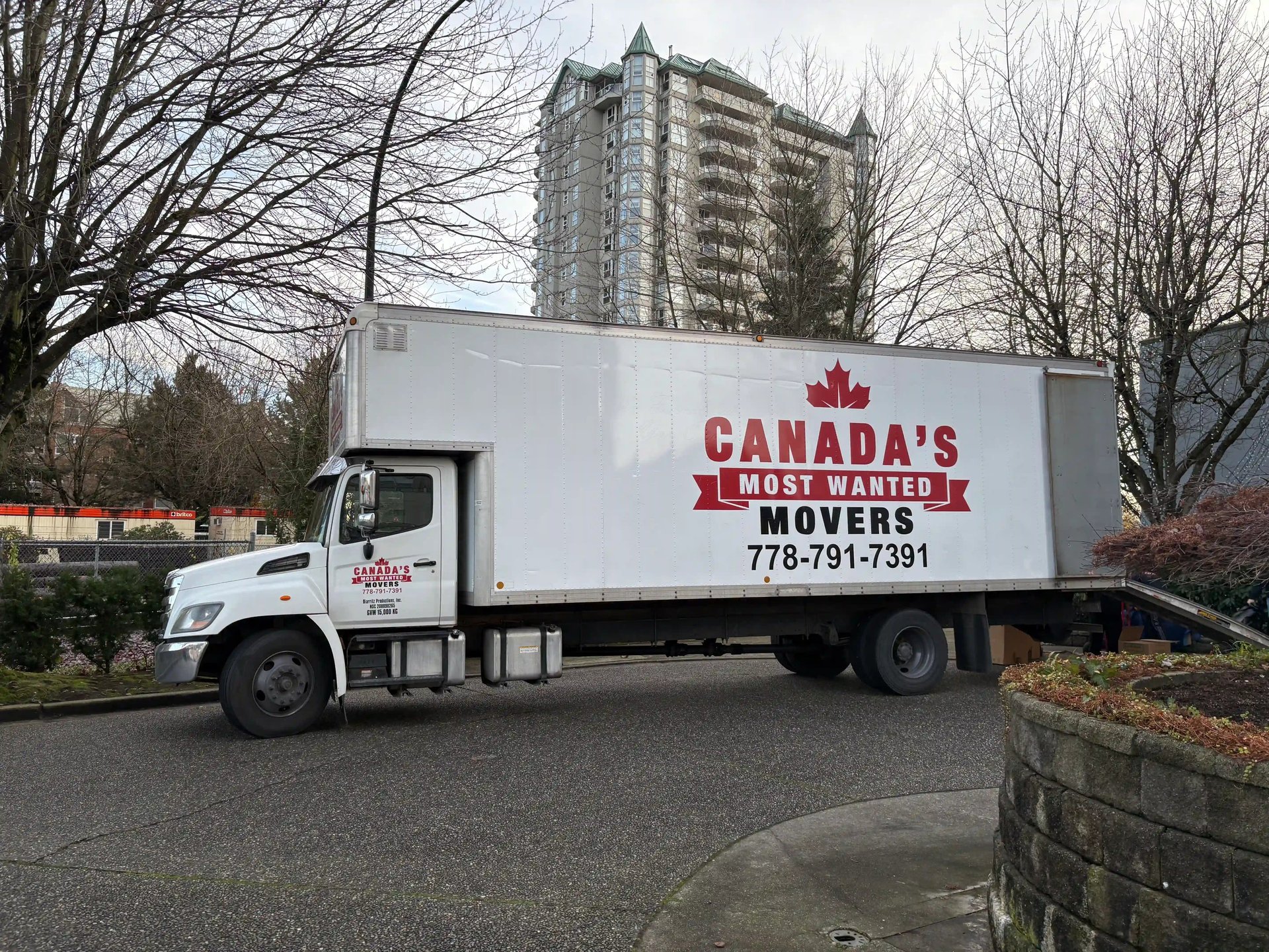 Canada's Most Wanted Movers Truck Parked Ready to Unload In The Quay New Westminster 