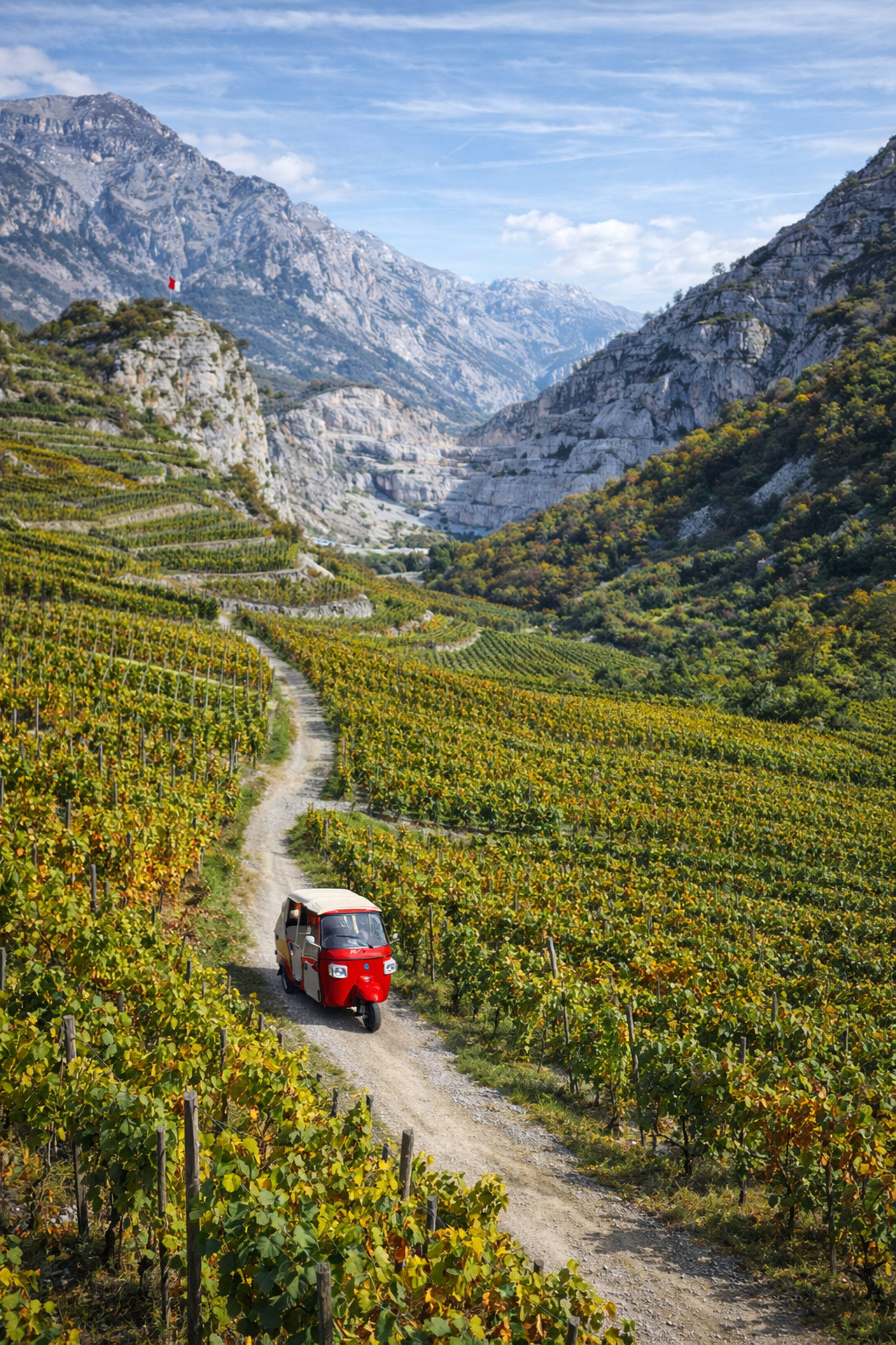an abstract photo of a curved building with a blue sky in the background