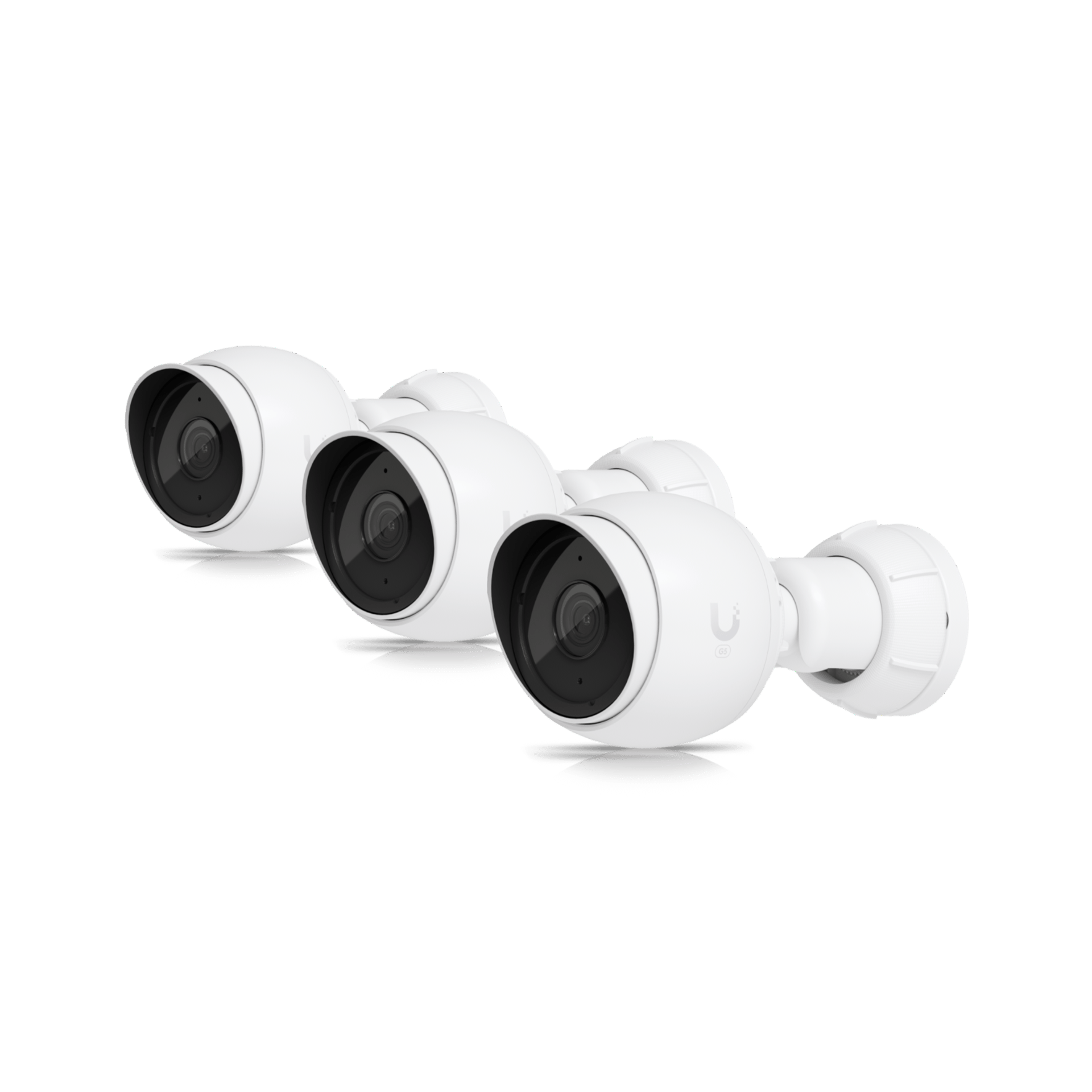 UniFi G5 Bullet surveillance cameras with sleek white housings, designed for high-definition outdoor video monitoring