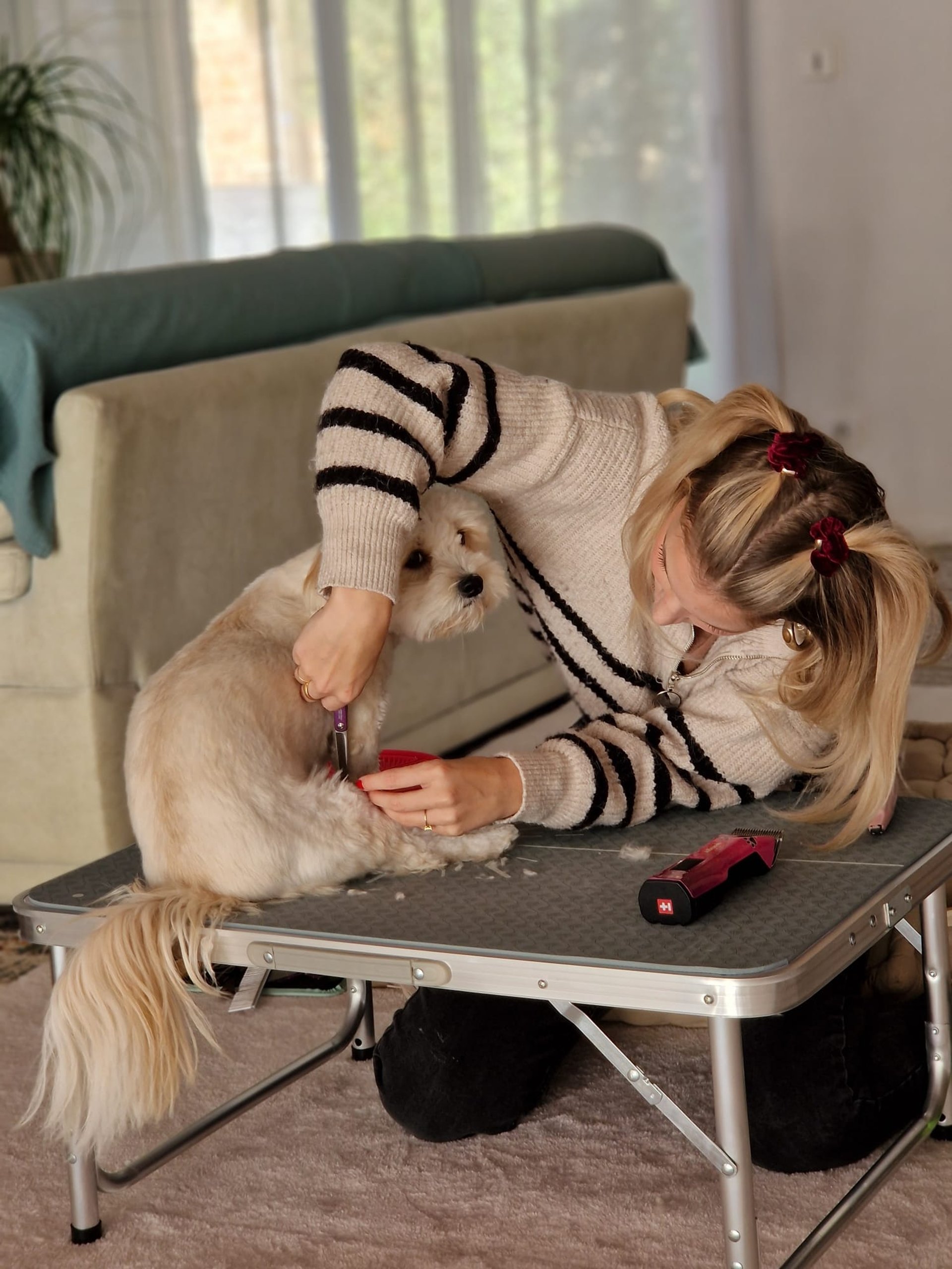 an abstract photo of a curved building with a blue sky in the background