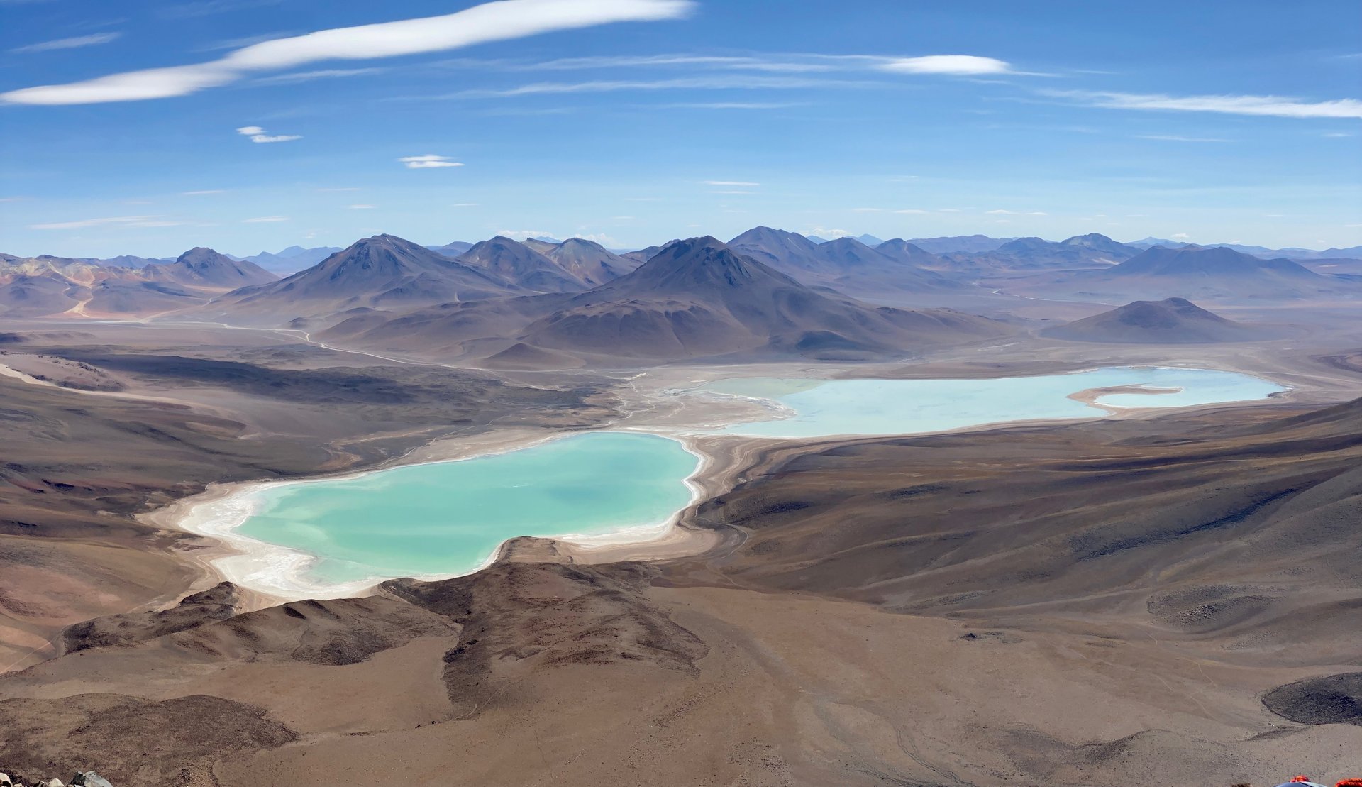 View of the Laguna Verde from the summit of Licancabur Volcano.