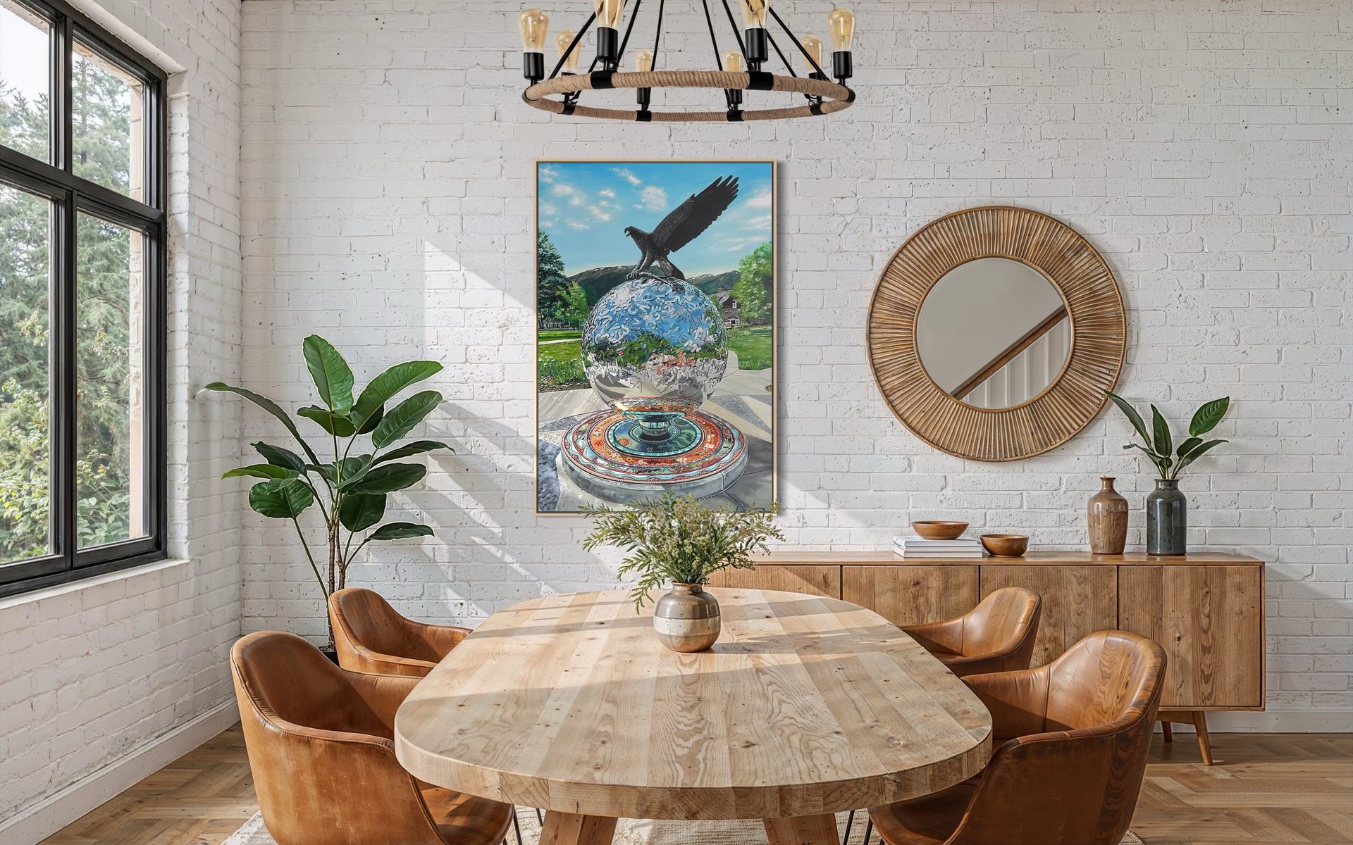 Multiple Steampunk paintings in games room photo
