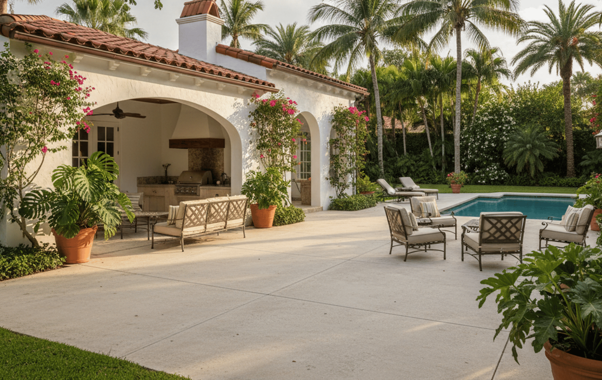 Stamped Concrete Pool Deck and Patio in Coral Gables