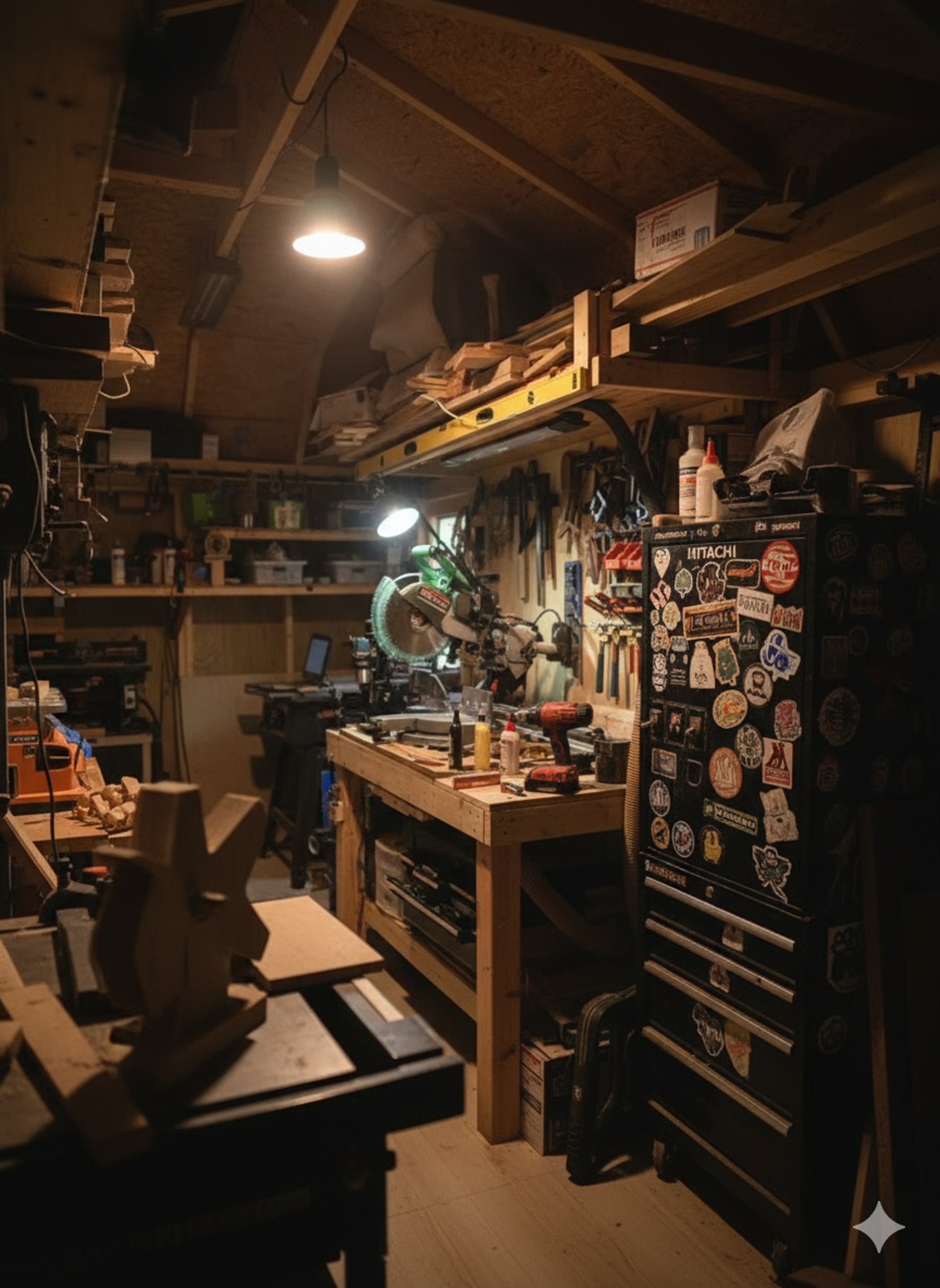 a wooden table topped with lots of different items