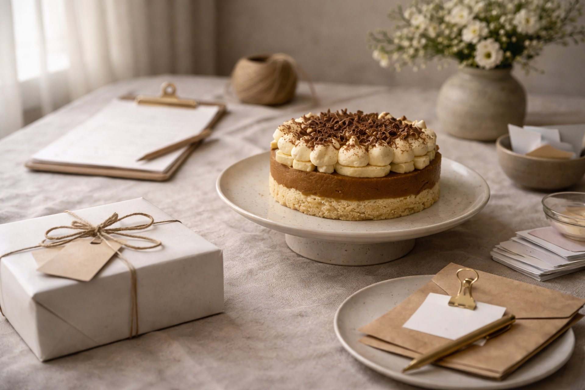 Sobremesa Lumi em composição limpa representando atendimento sob encomenda