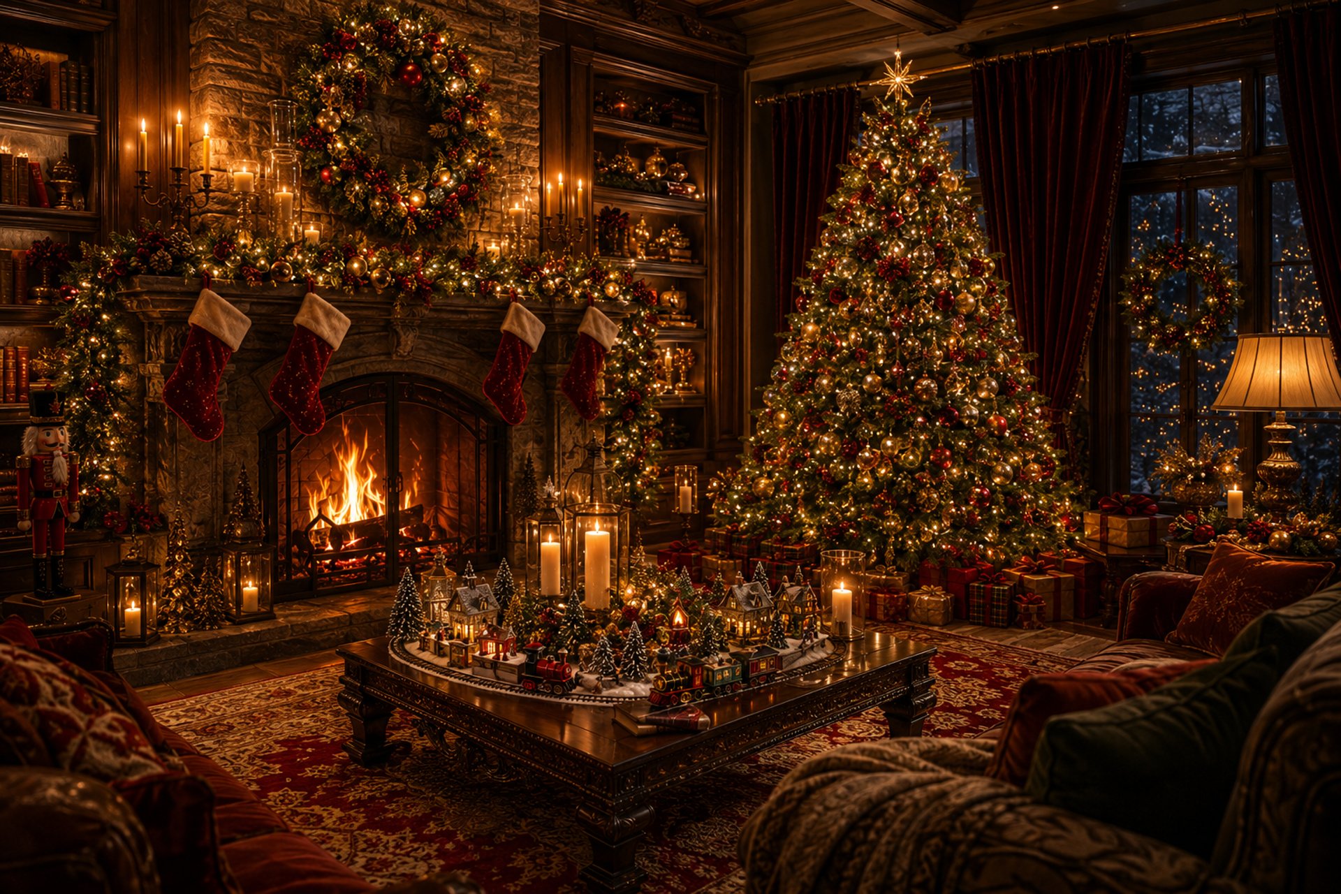One-of-a-kind handmade Christmas display designed as an heirloom holiday decoration