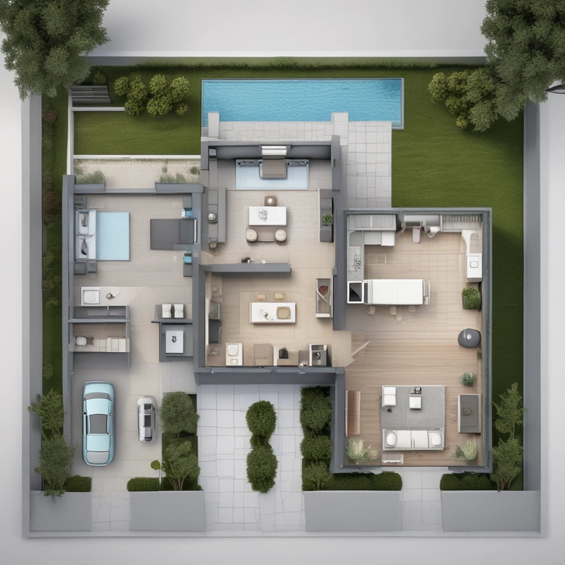 an abstract photo of a curved building with a blue sky in the background