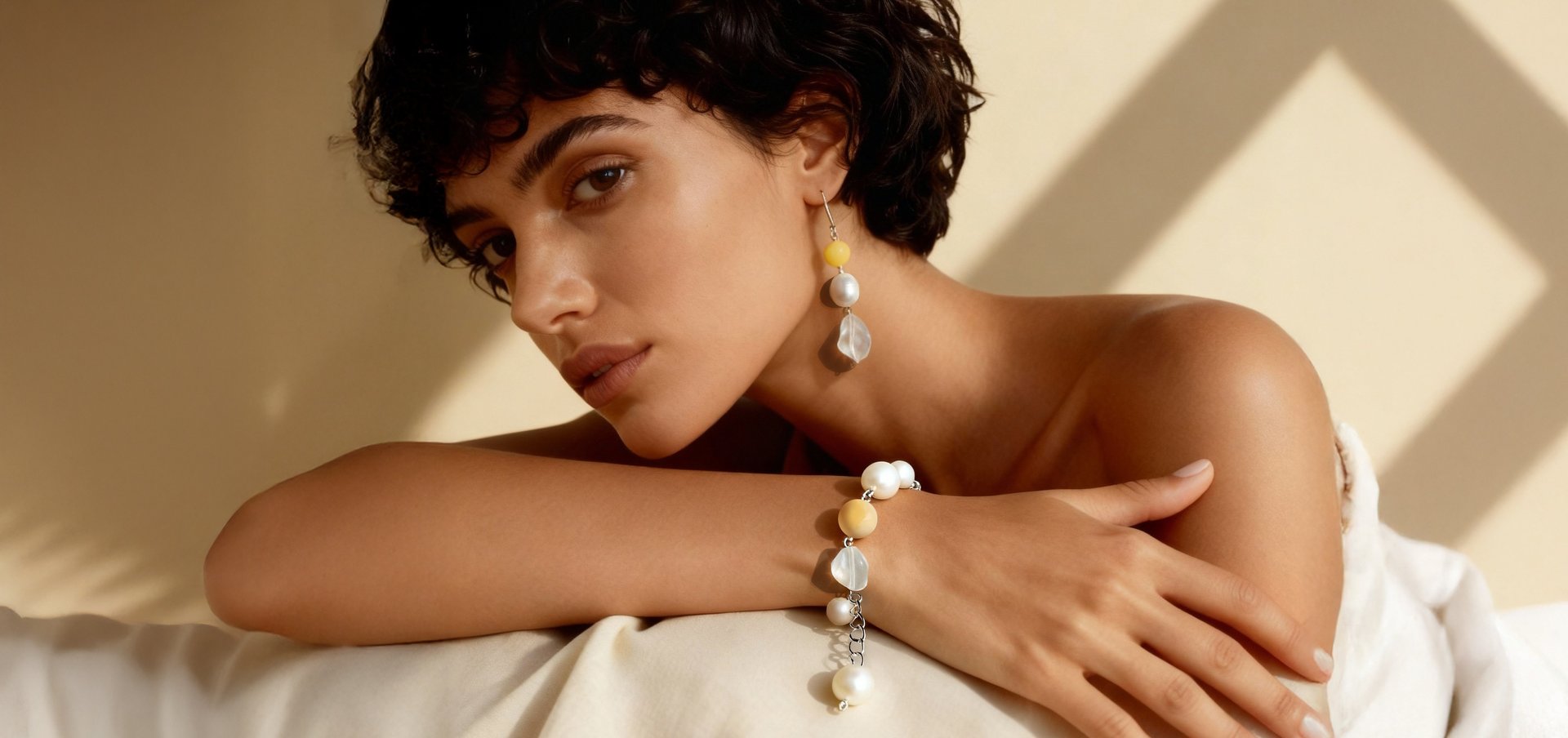 A white plate with a gold ring on top of it