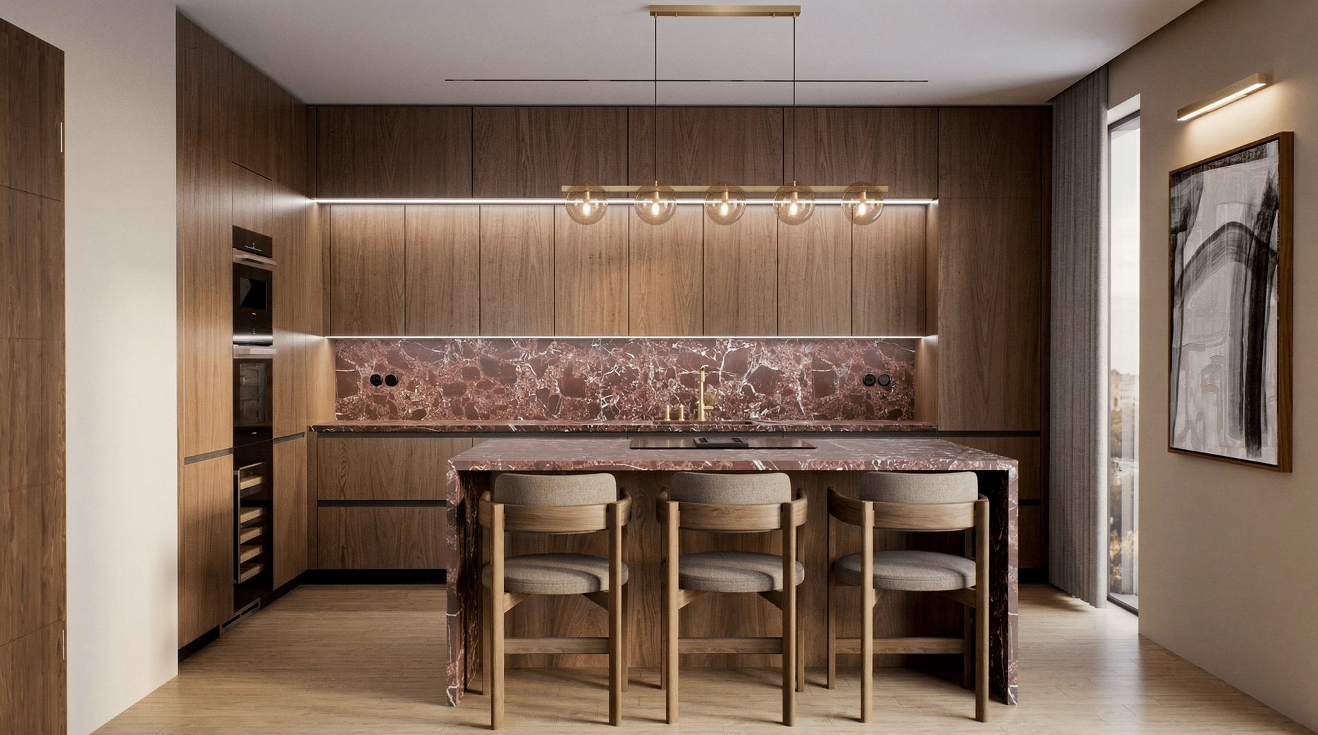 an abstract photo of a curved building with a blue sky in the background