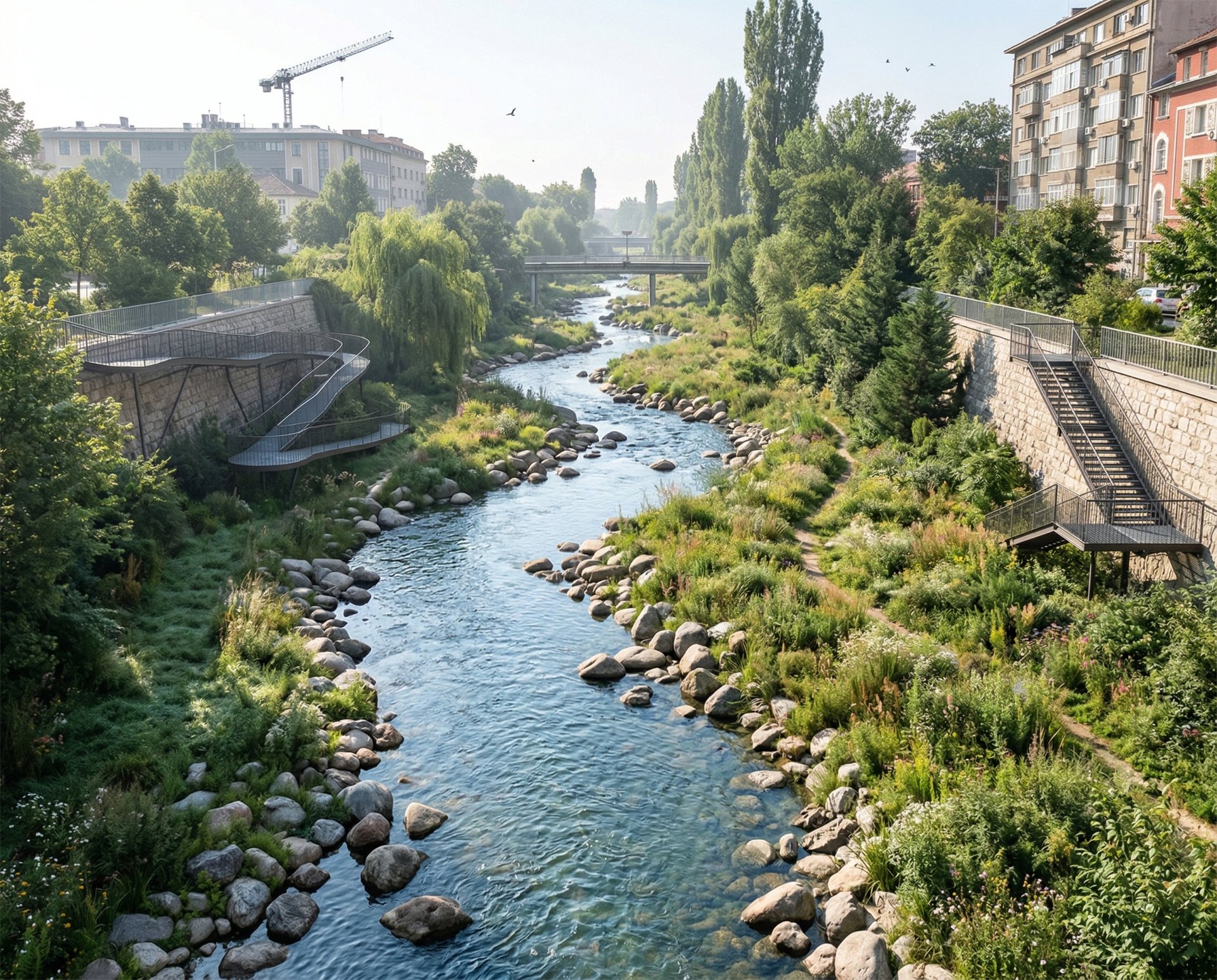 an abstract photo of a curved building with a blue sky in the background