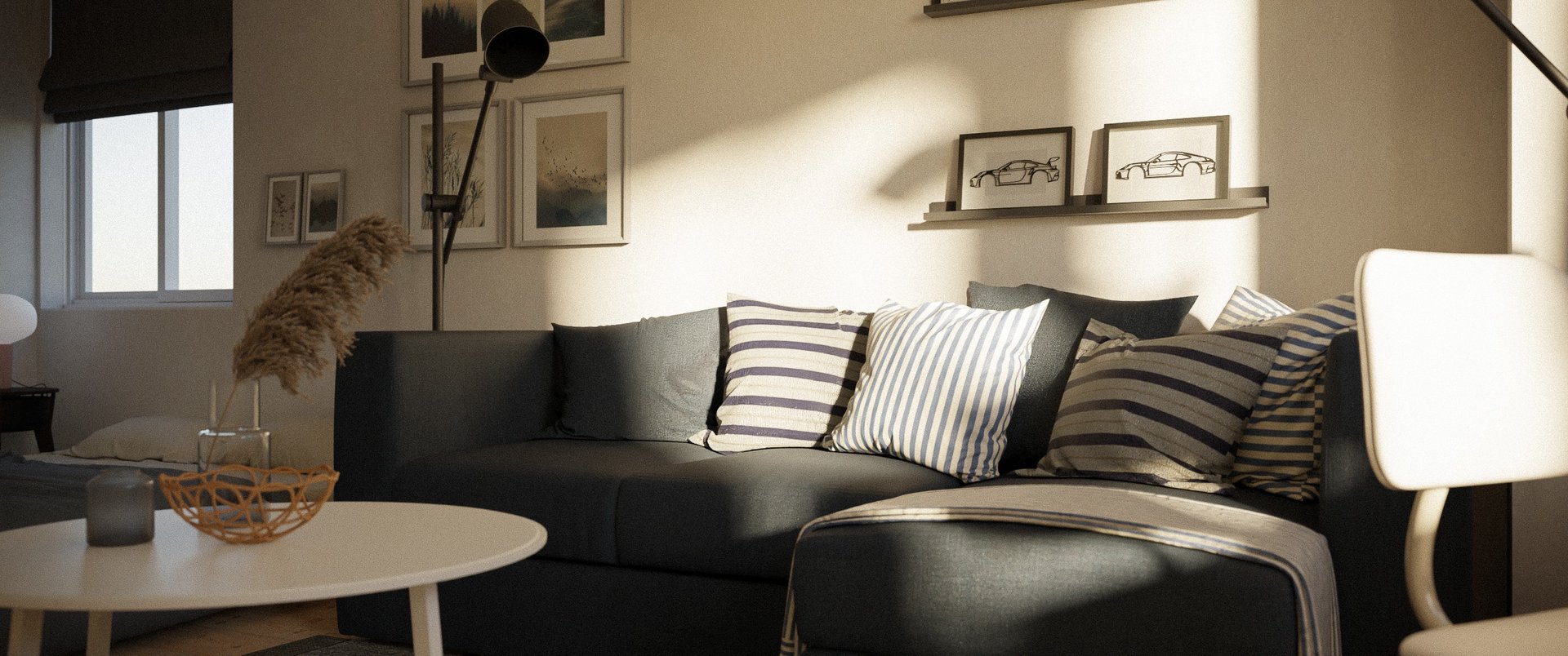 an abstract photo of a curved building with a blue sky in the background