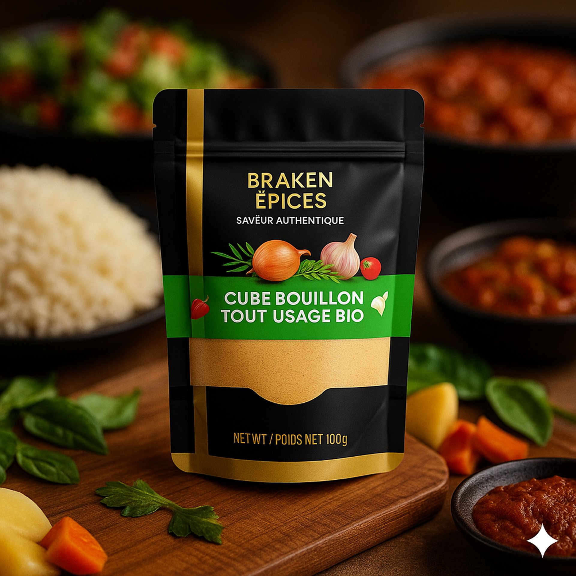 Braken Épices – cube bouillon tout-usage, mélange d’épices africaines camerounaises