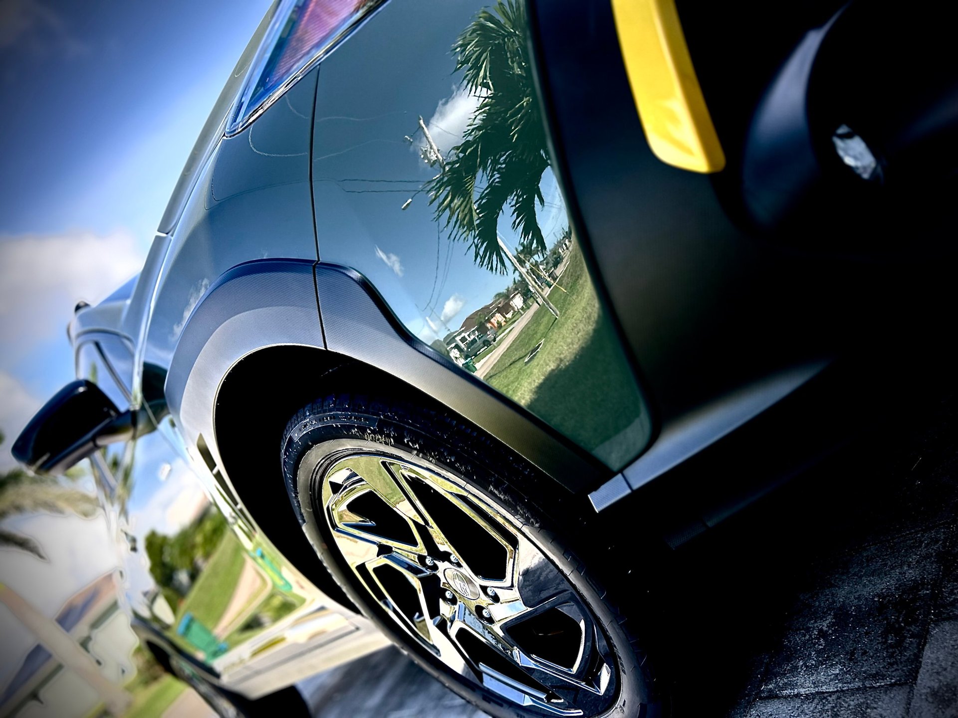 white car with water droplets