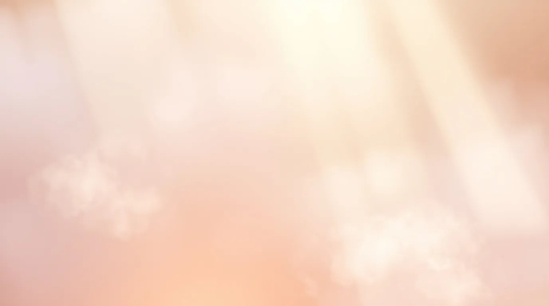 Soft pastel background with warm peach and cream tones, featuring gentle light rays and faint cloud-like textures