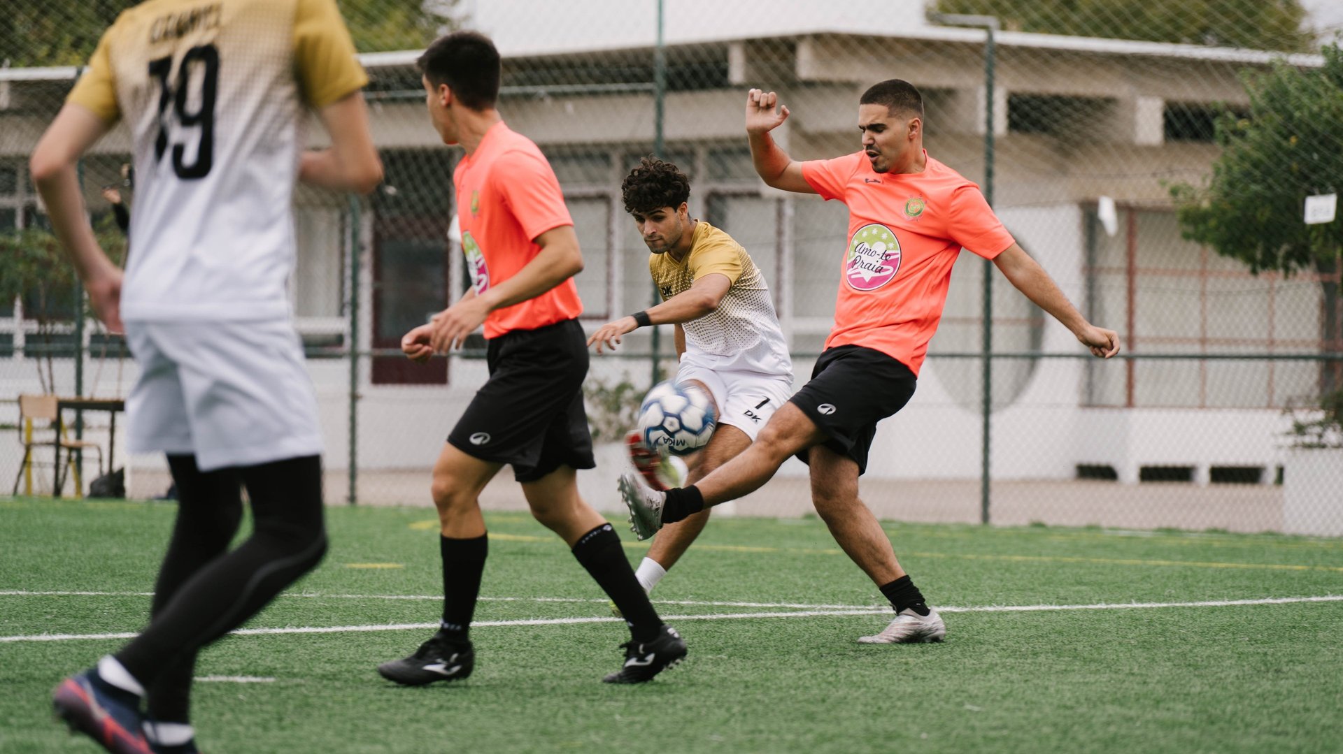 an abstract photo of a curved building with a blue sky in the background