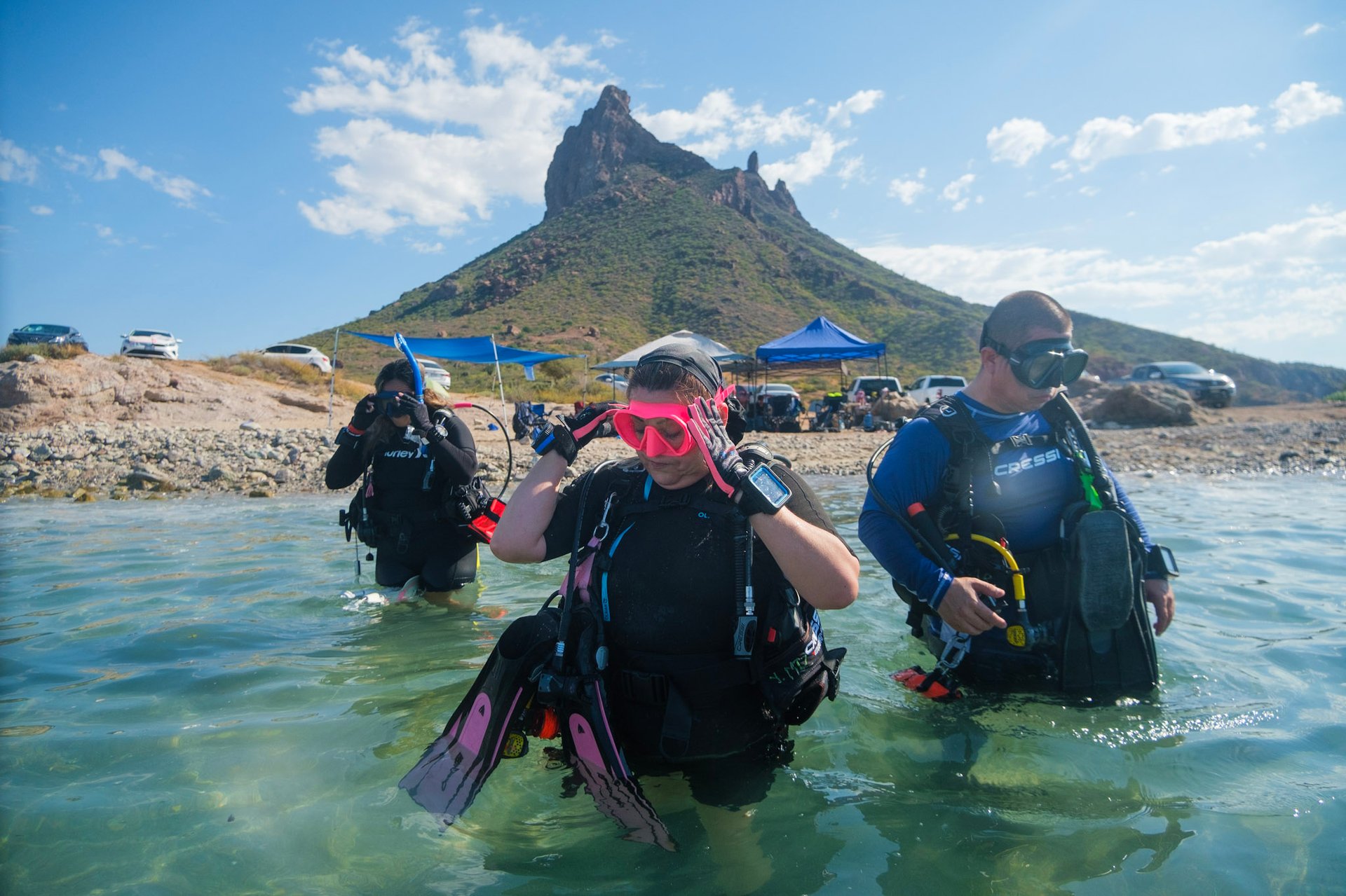two people scuba diving underwater