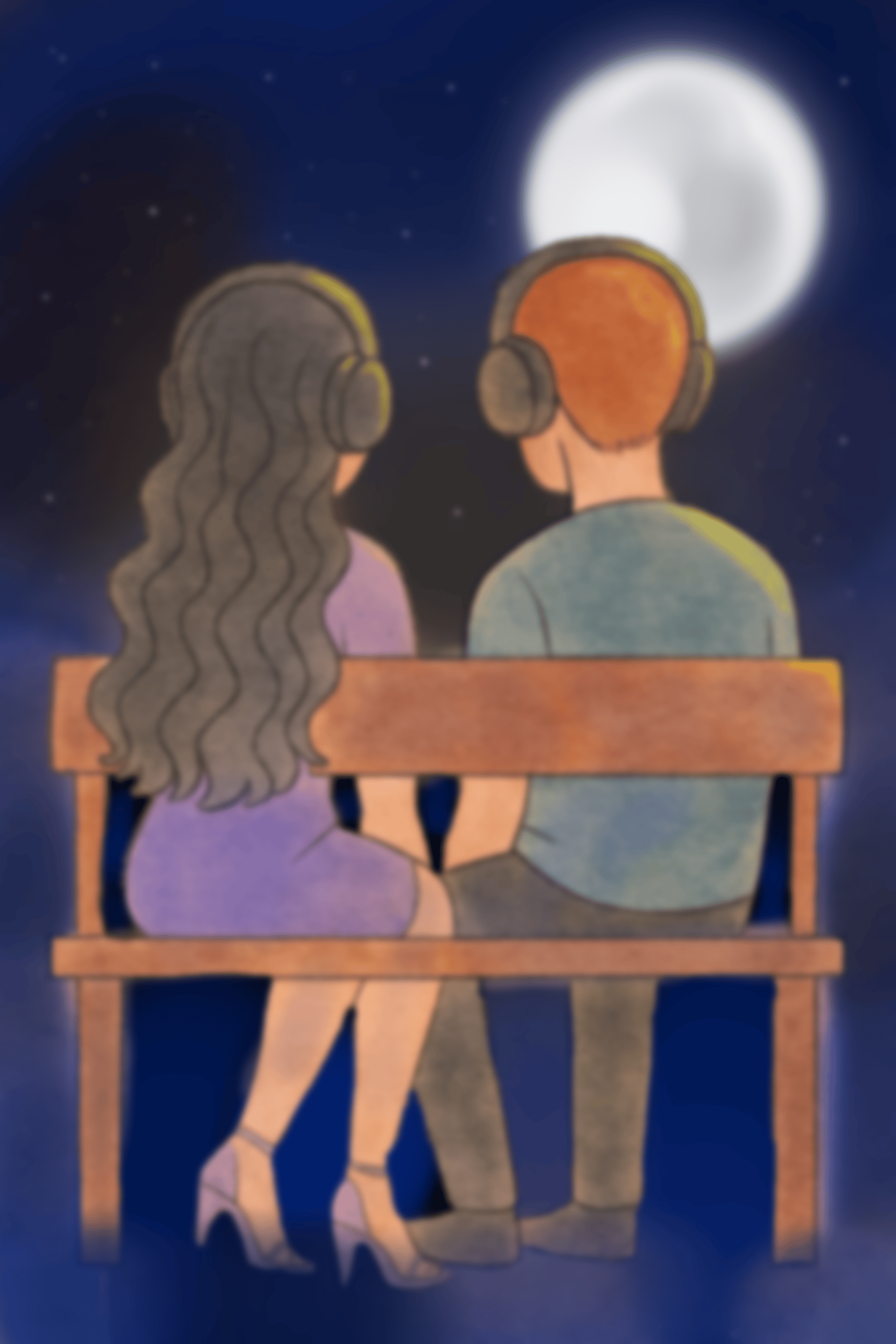 a pair of headphones laying on top of a bed