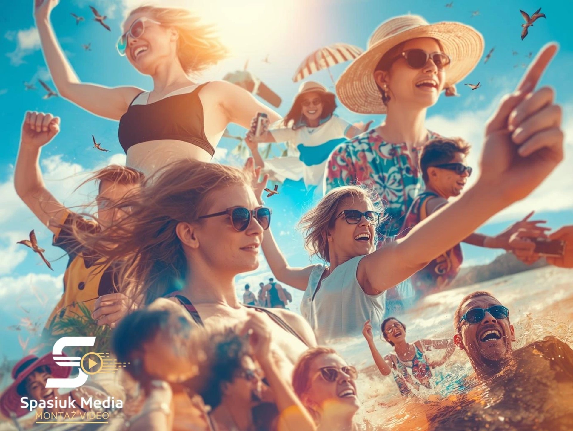an abstract photo of a curved building with a blue sky in the background