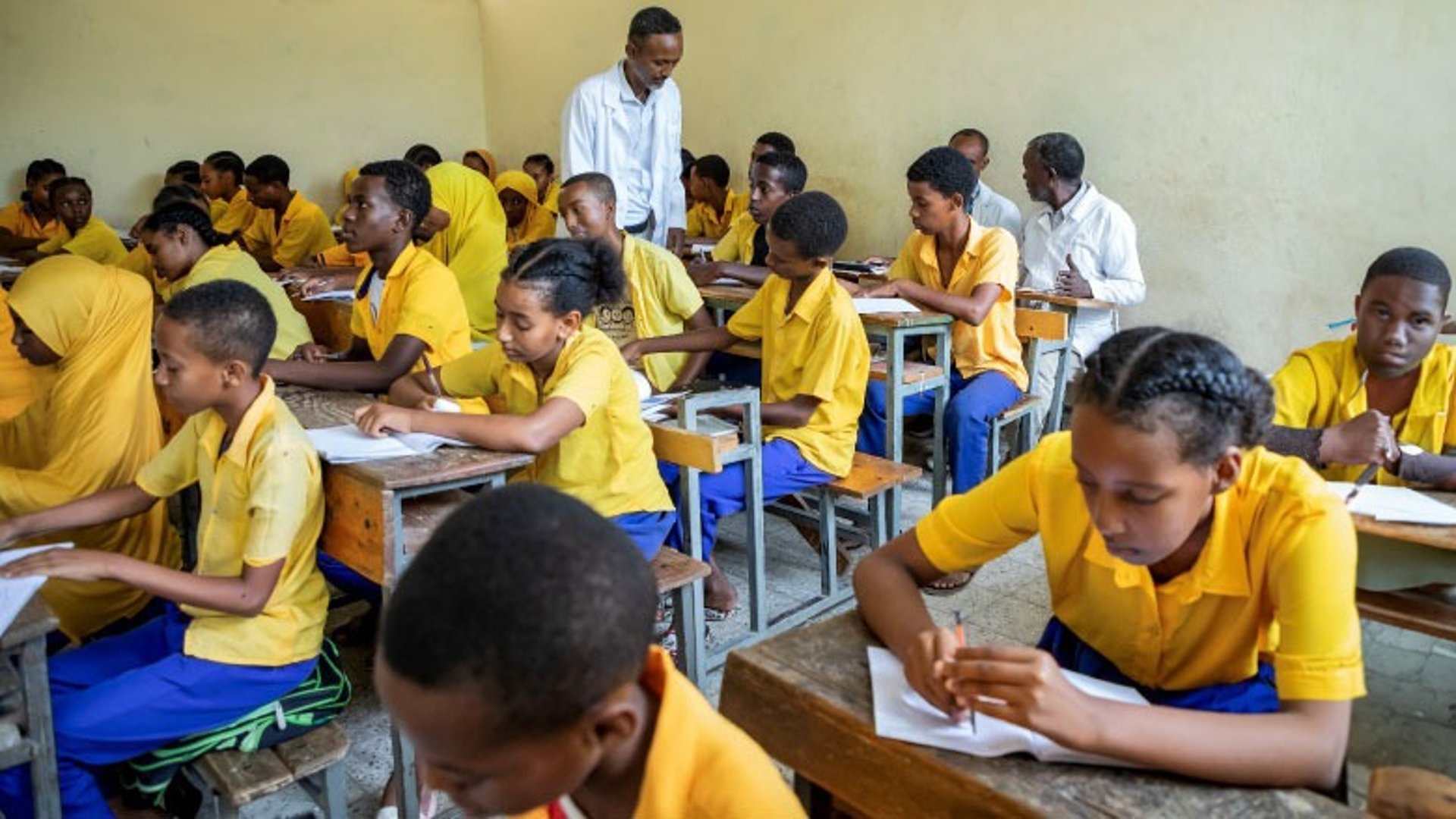 green and white striped textile
