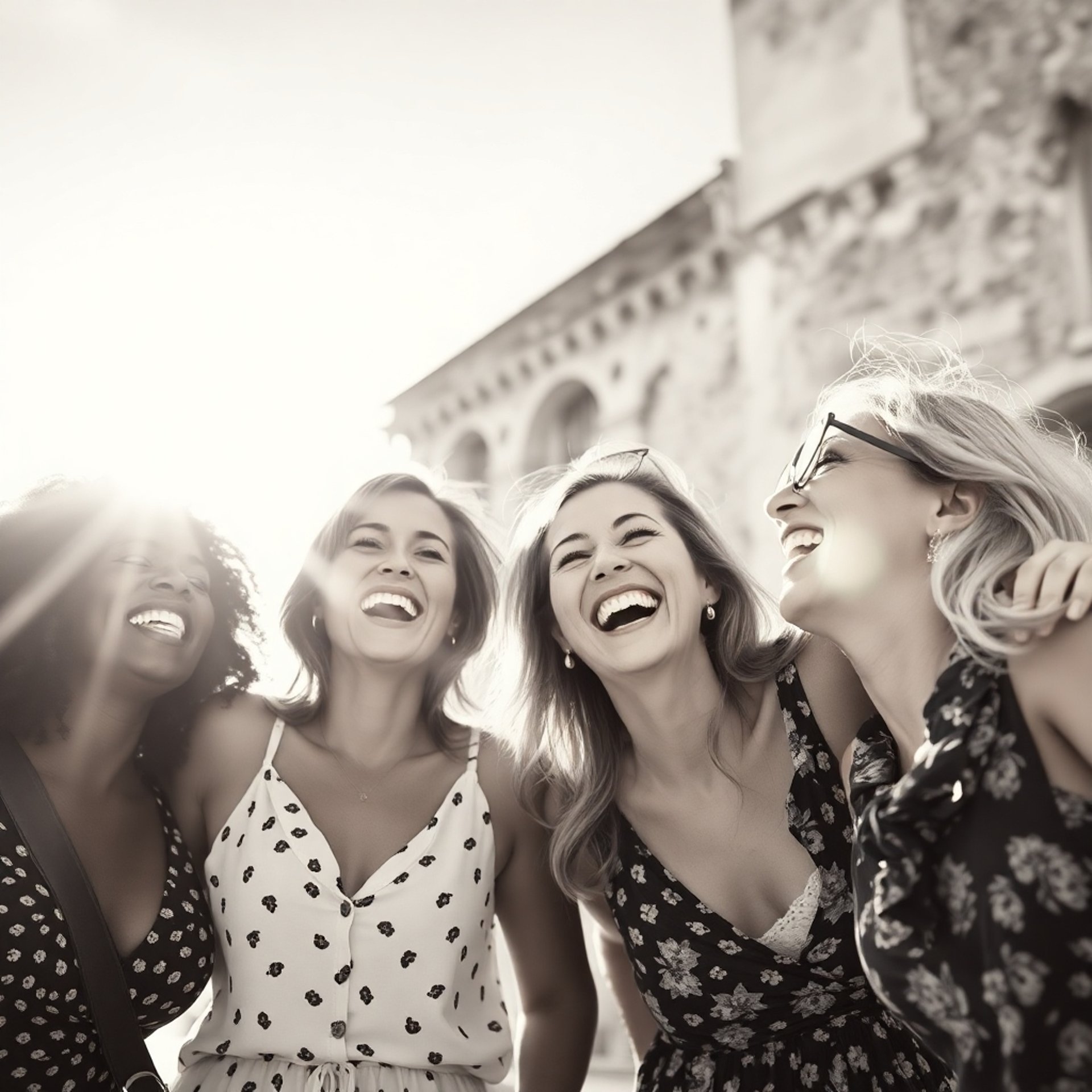 two woman laughing