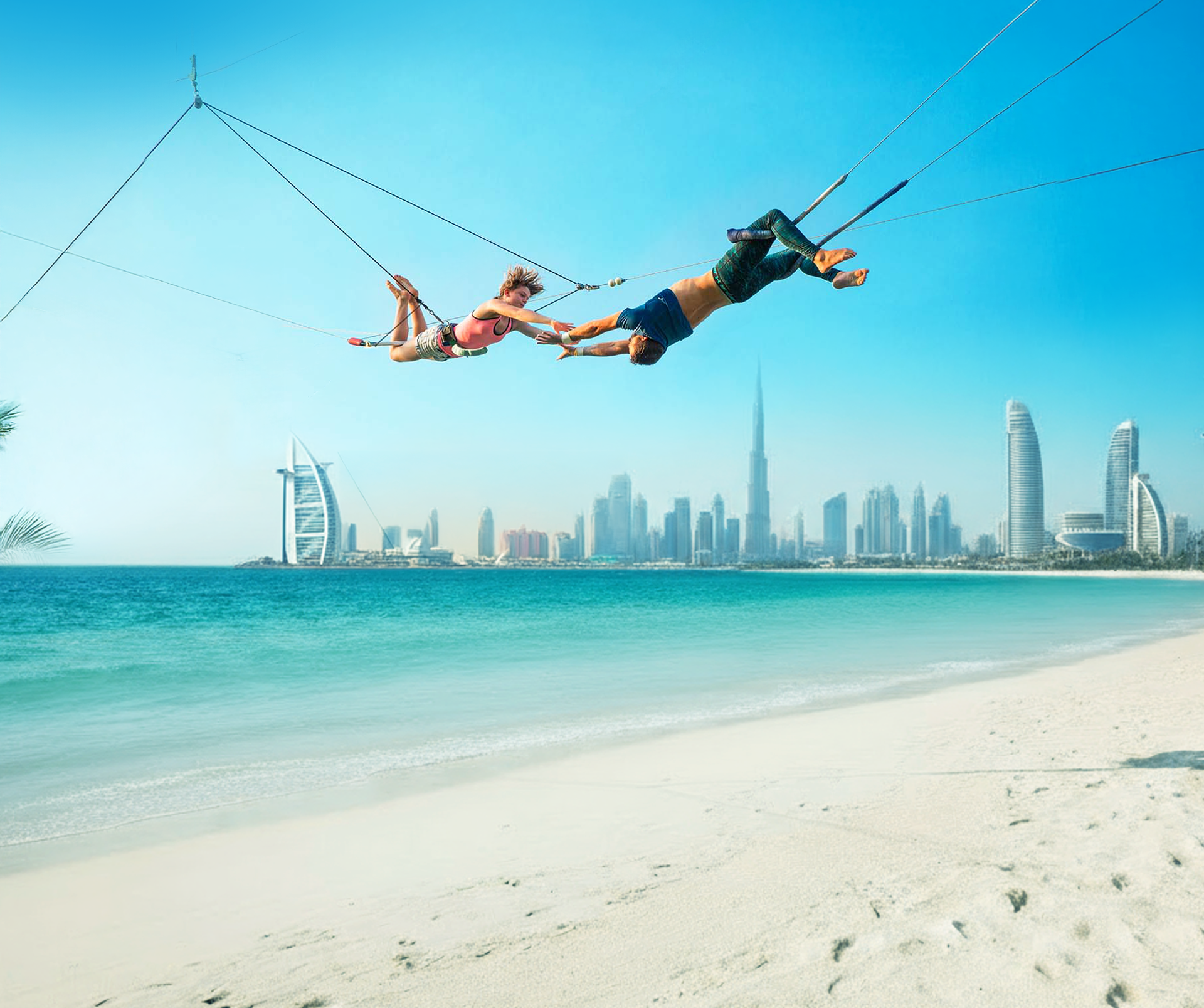 an abstract photo of a curved building with a blue sky in the background