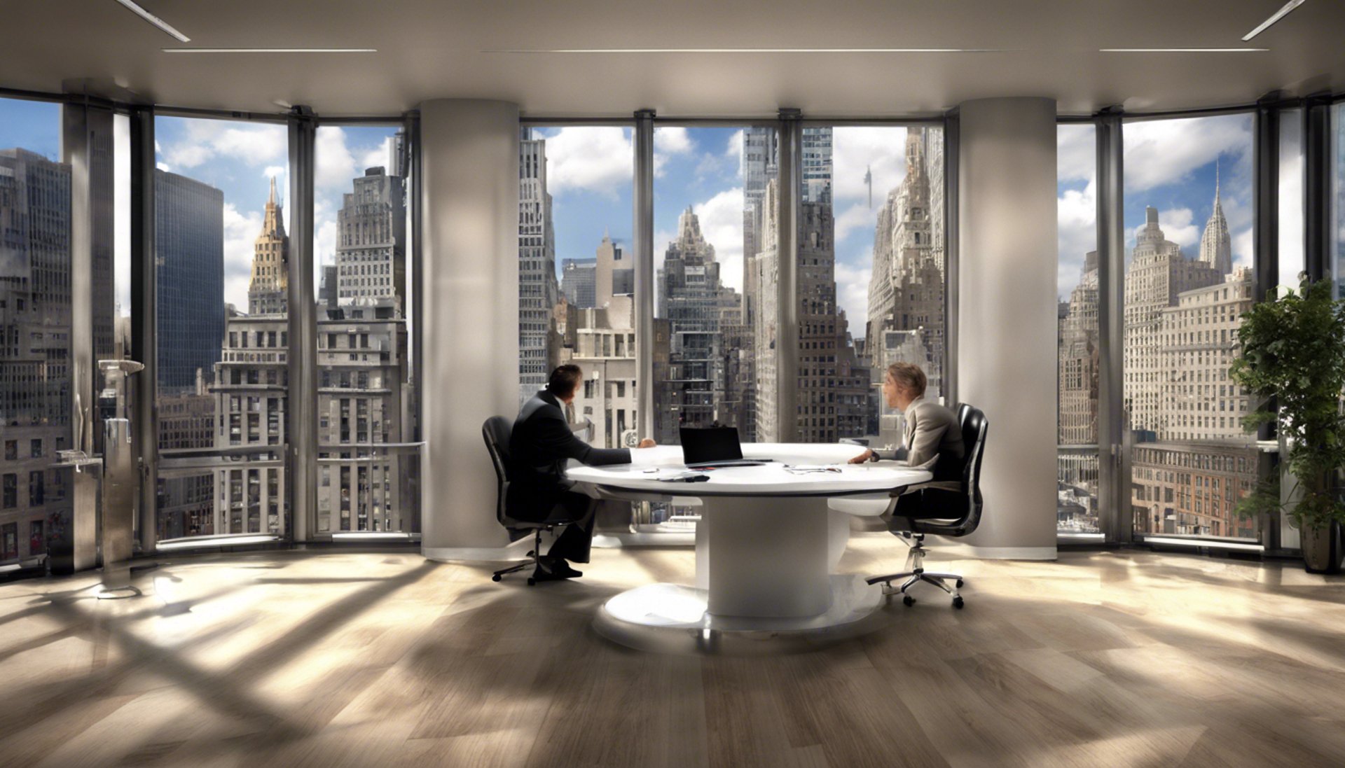 group of people sitting beside rectangular wooden table with laptops