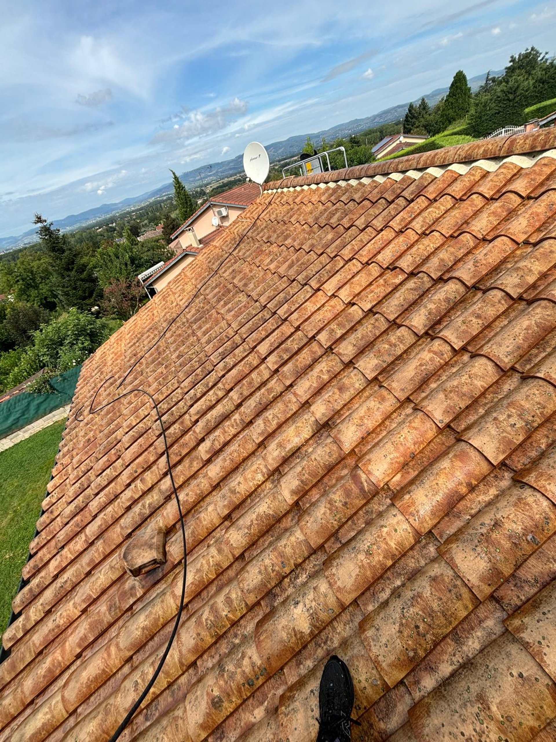 brown roof tiles in close up photography