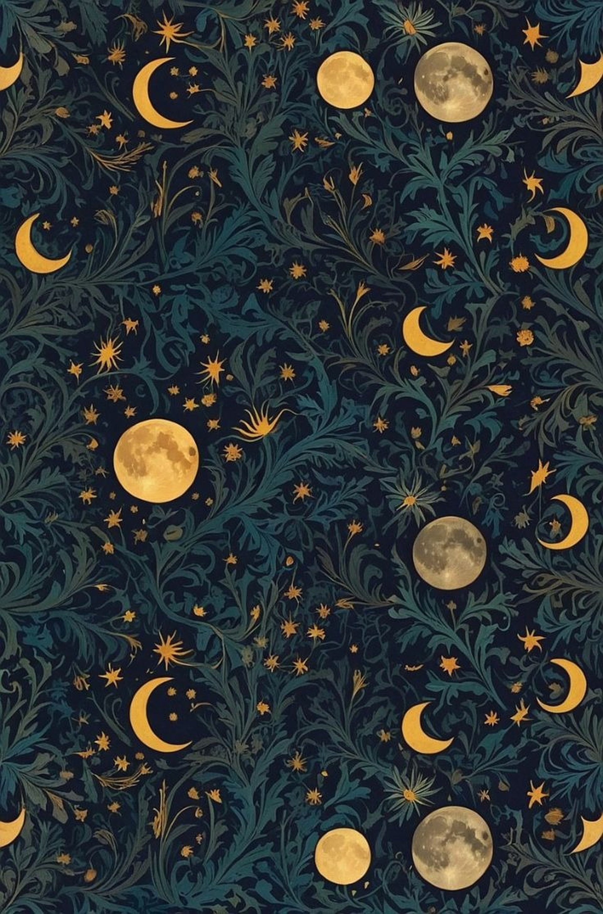 the moon is seen through the trees at night