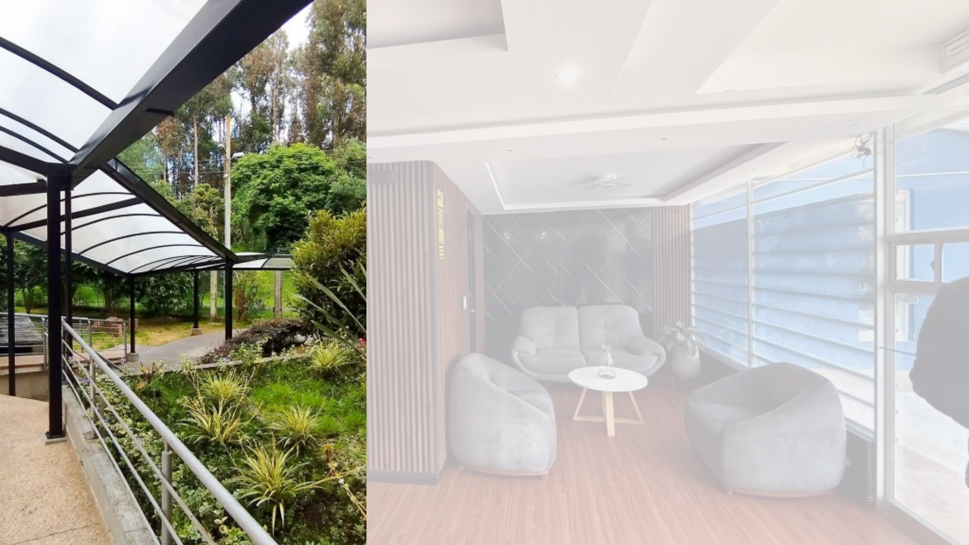 an abstract photo of a curved building with a blue sky in the background