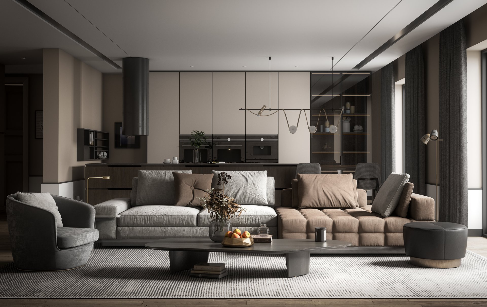 an abstract photo of a curved building with a blue sky in the background