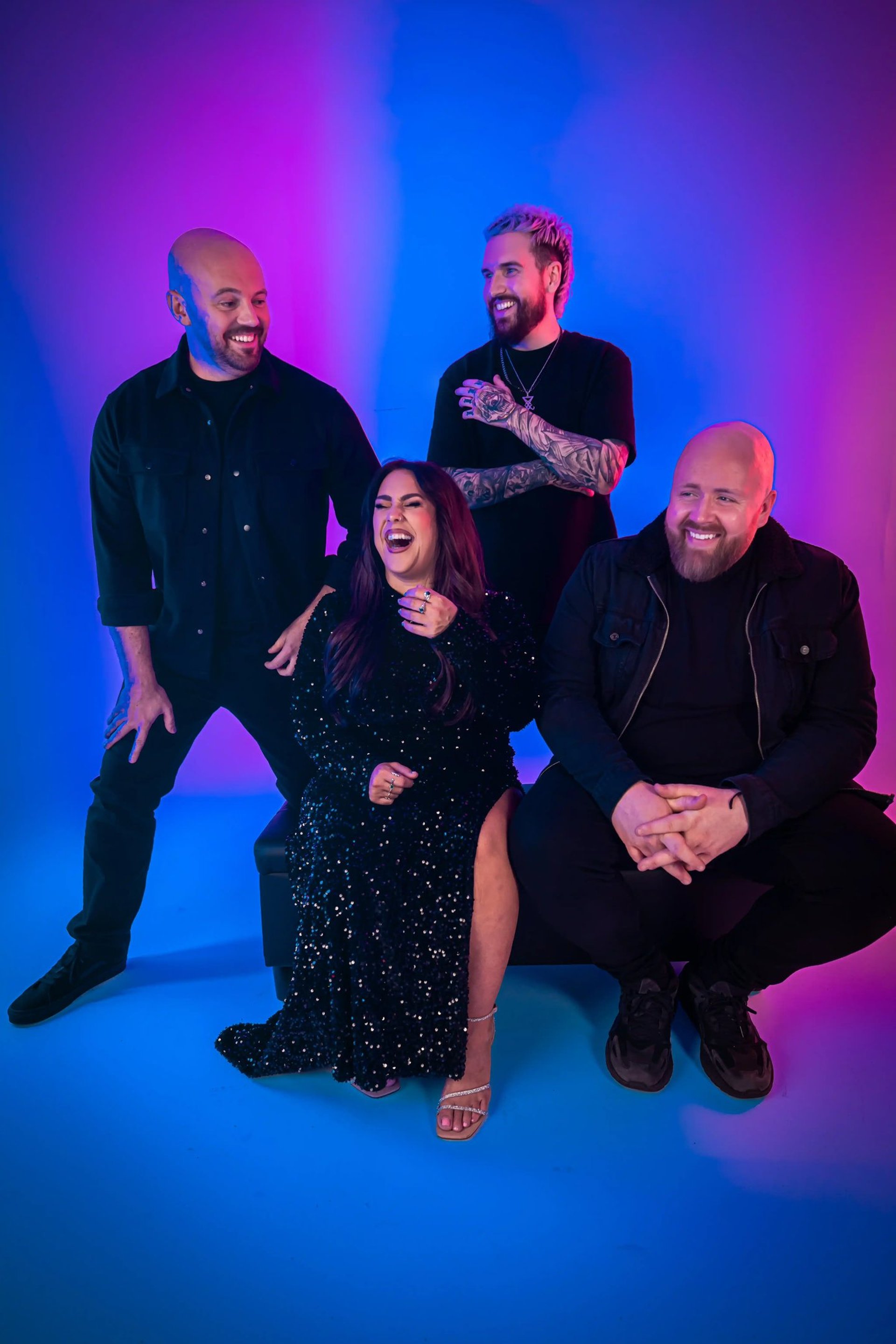 an abstract photo of a curved building with a blue sky in the background