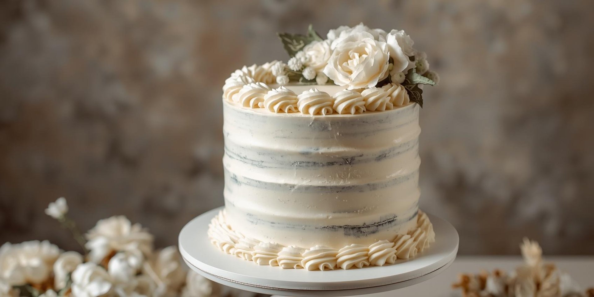 white cake with chocolate syrup on white ceramic plate