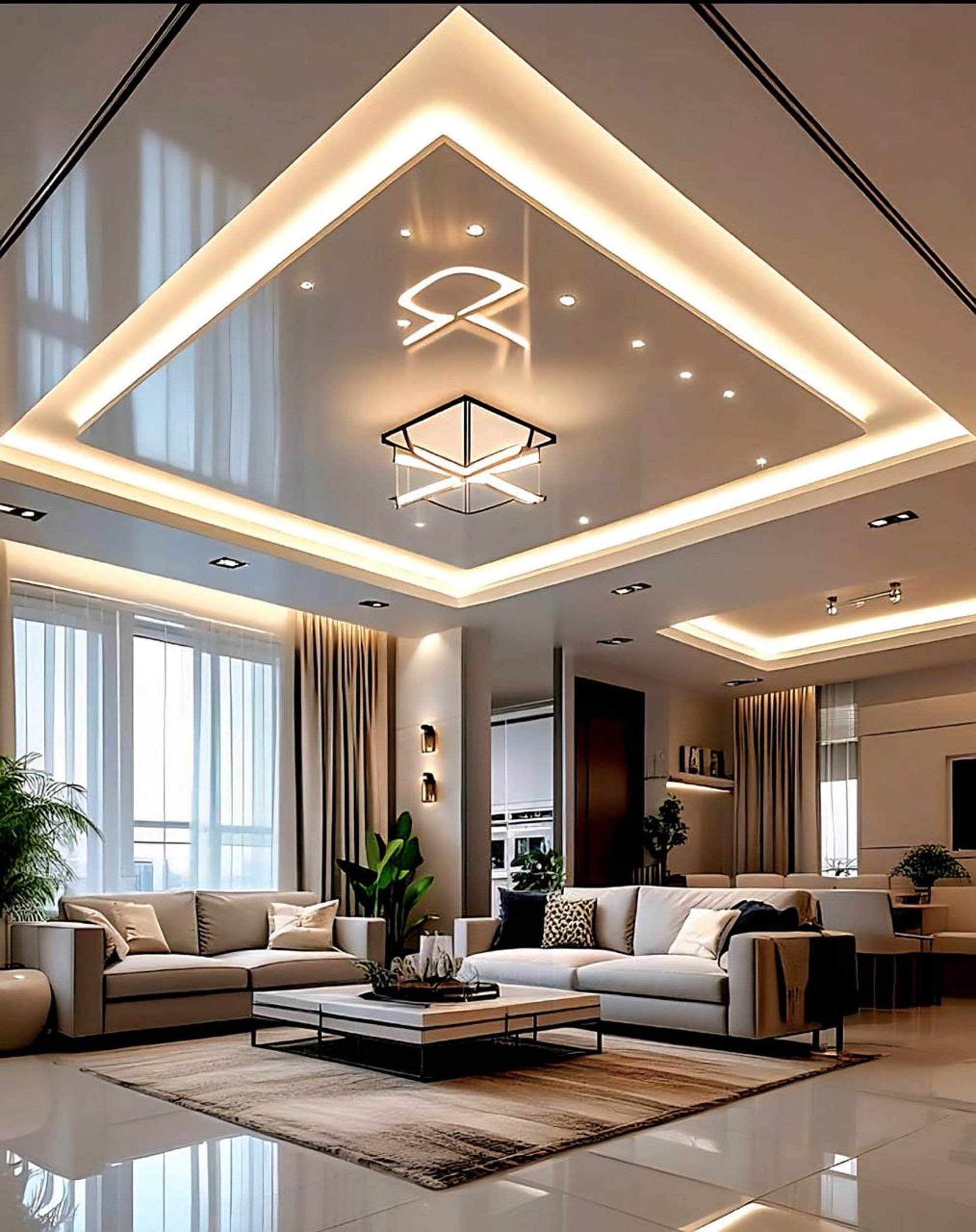 a long hallway with white walls and ceiling lights