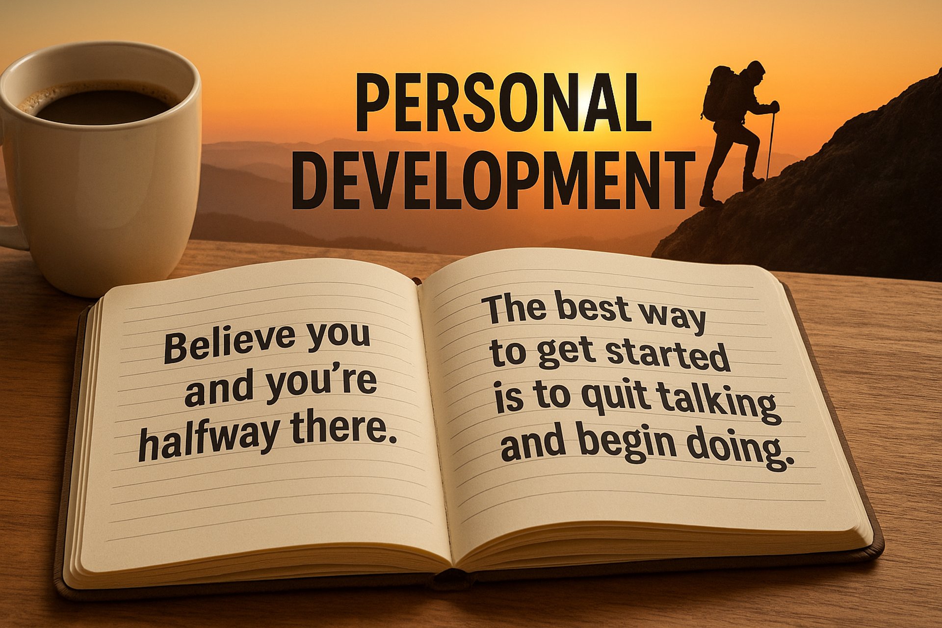 "Illustration for Personal Development category with a smiling man reading a book outdoors"